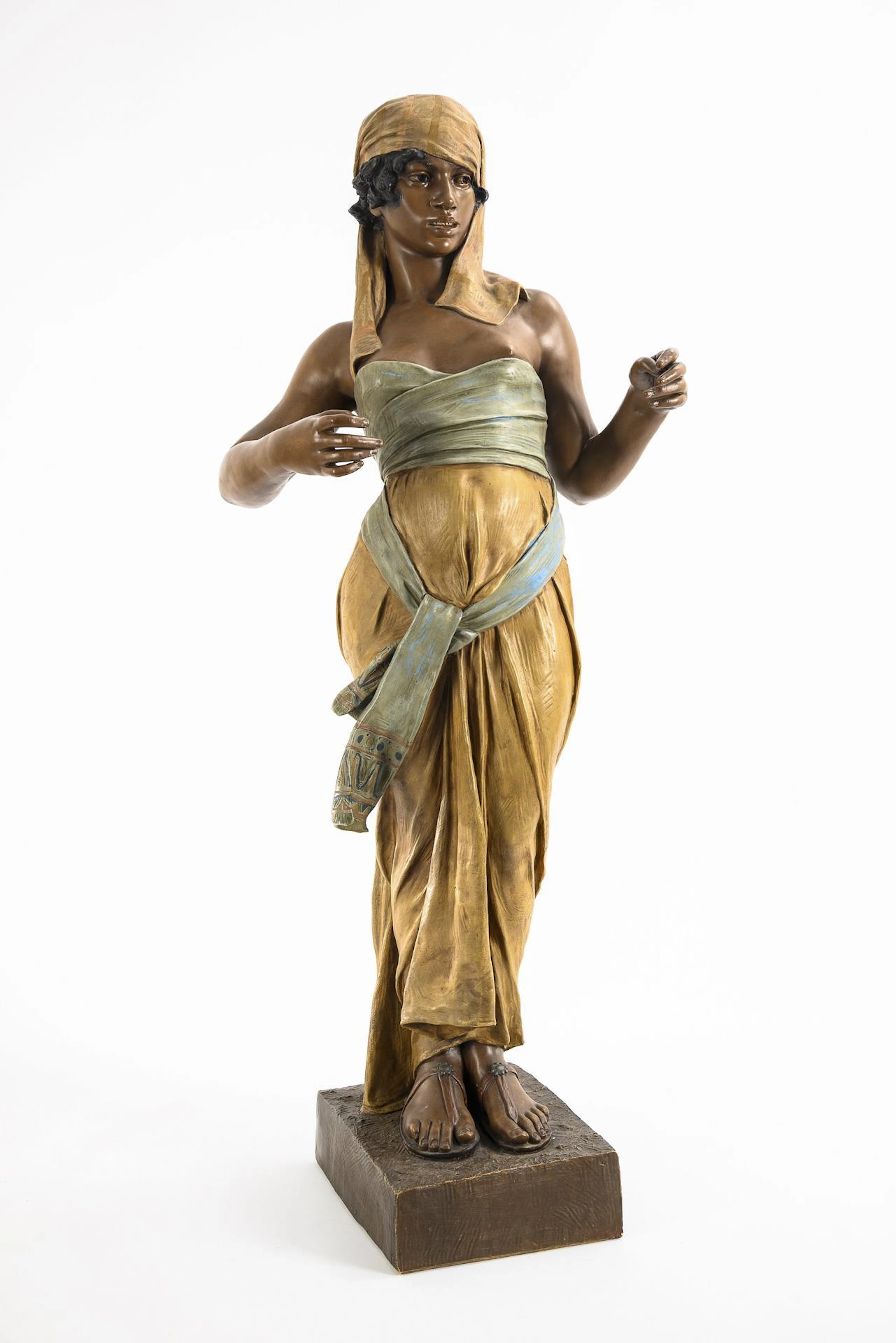 Large Art Nouveau terracotta figurine "Young Oriental Woman". Viennese