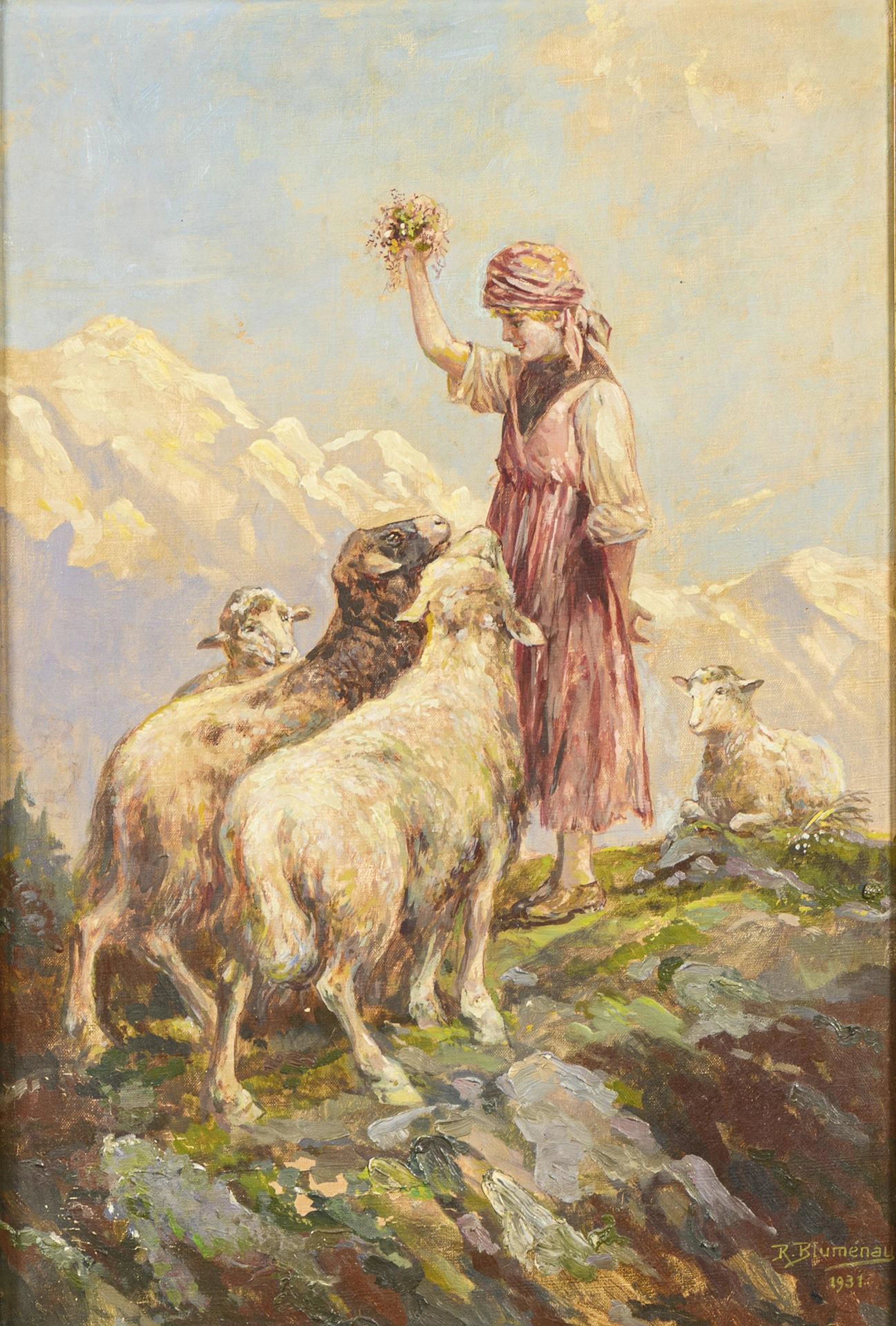 BLUMENAU, Richard: Young Maid with Sheep.