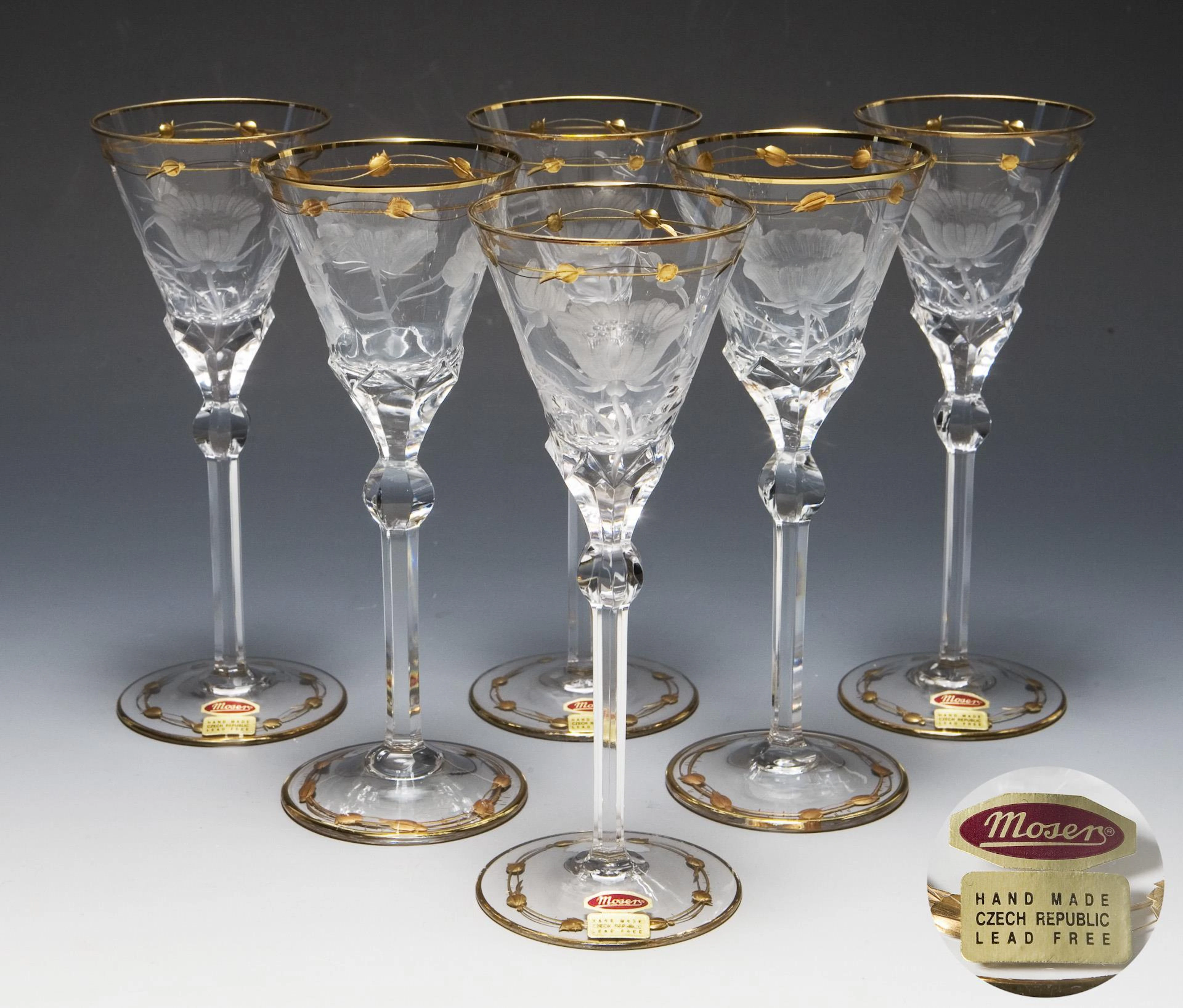 6 goblets. Ludwig Moser & Söhne, Karlsbad.