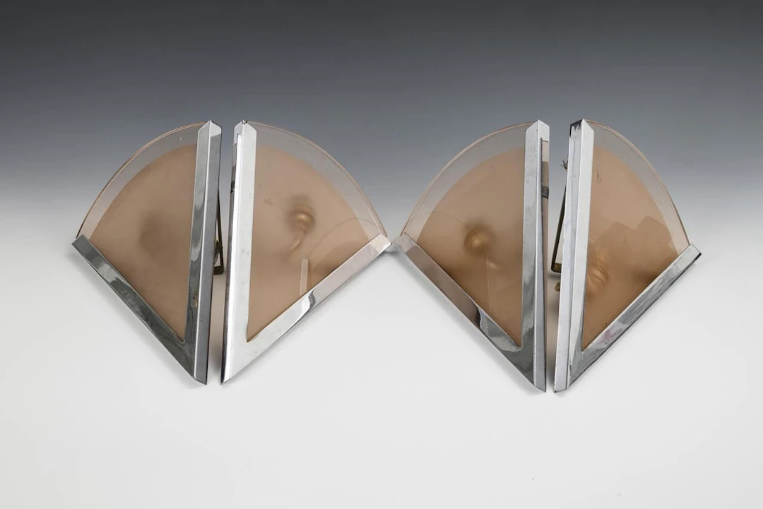 4 Art Deco corner wall sconces.