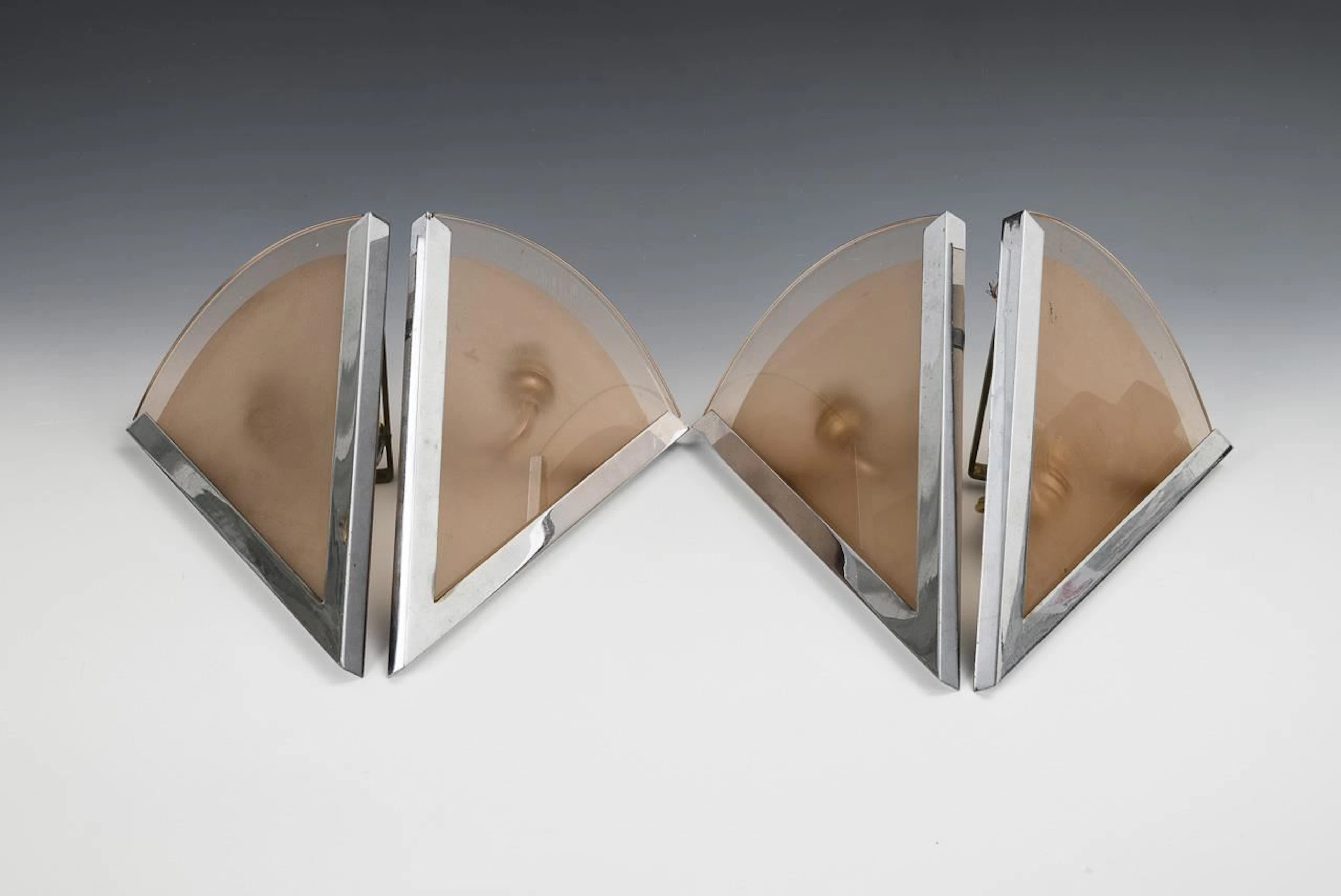 4 Art Deco corner wall sconces.