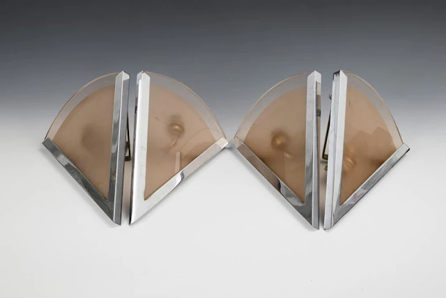 4 Art Deco corner wall sconces.