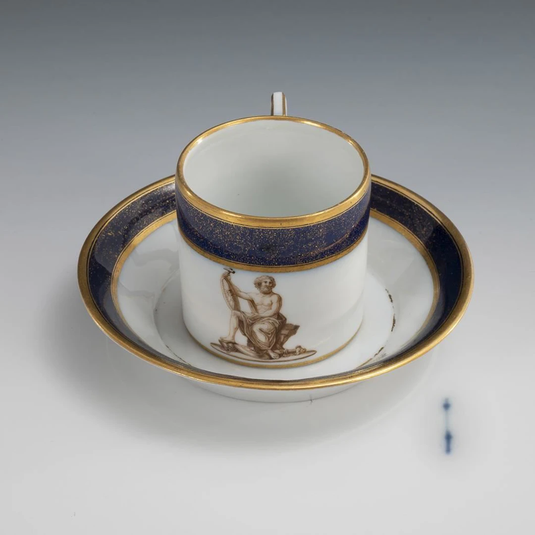 Empire-style cup with sepia painting. KPM Berlin.