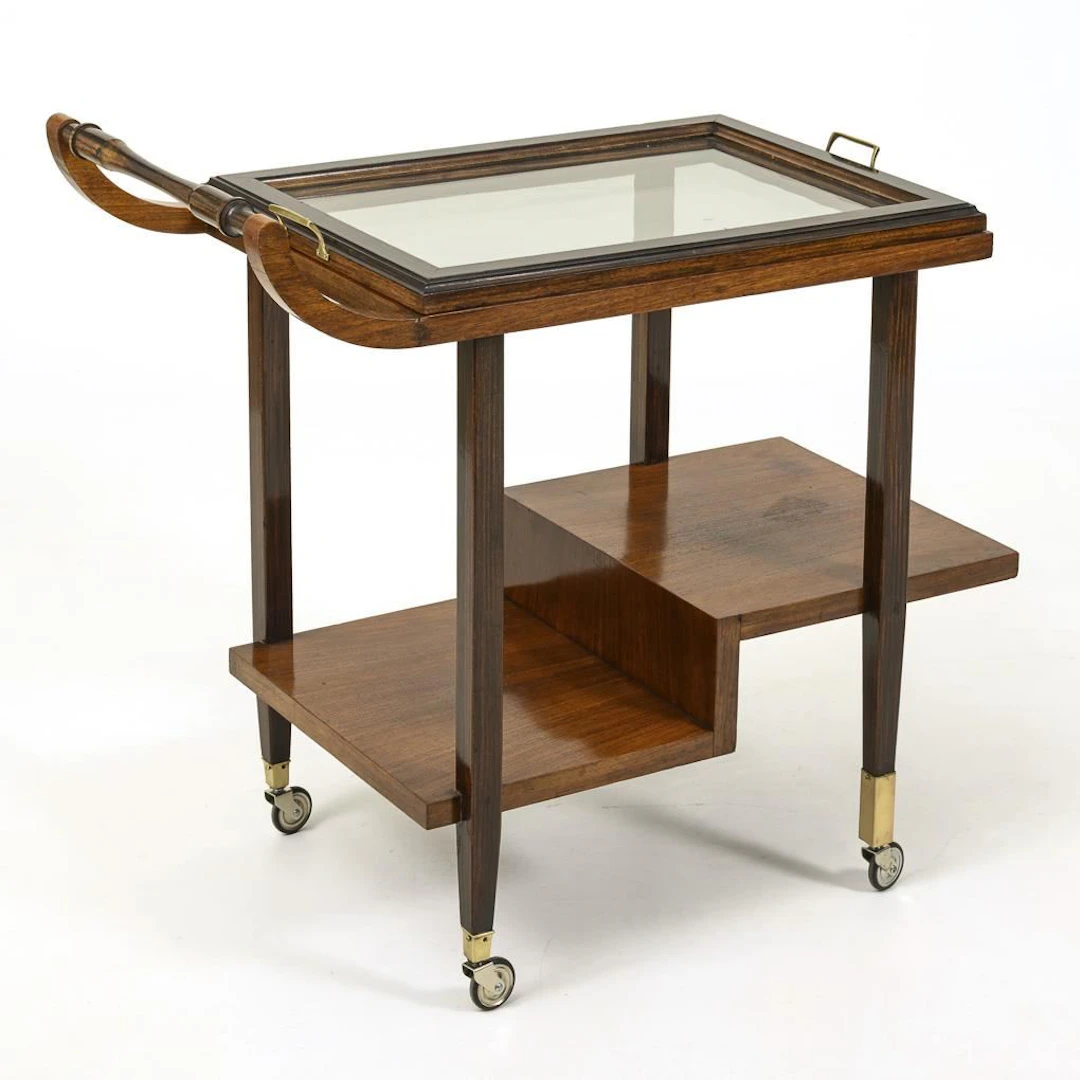 Art Deco serving cart with tray.