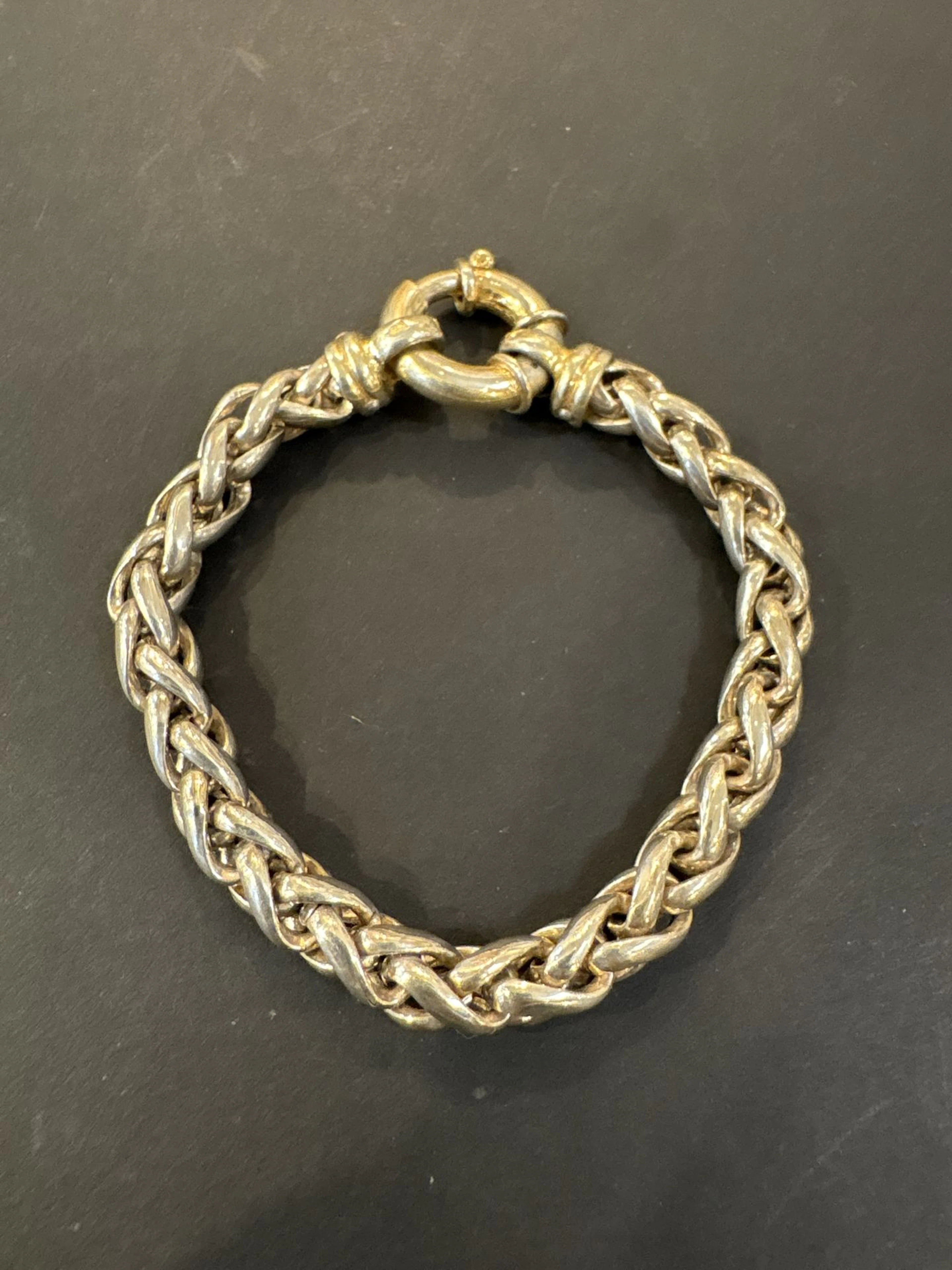 Bracelet argent 925°/°° . Longueur : 20 cm. Poids : 44,4 g. - Lot 212