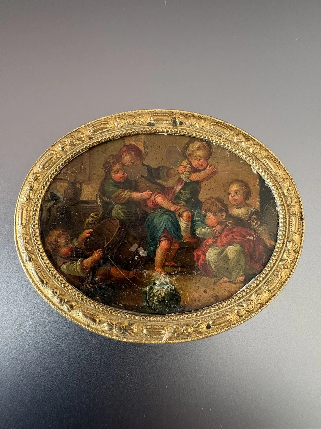 XVIIIe siècle. BAMBOCHADE D’ENFANTS. Miniature peinte sur cu - Lot 132