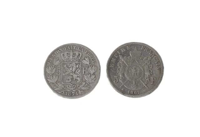 5 FRANCS Napoléon III tête laurée A 1867 et 5 FRANCS Léopold - Lot 193