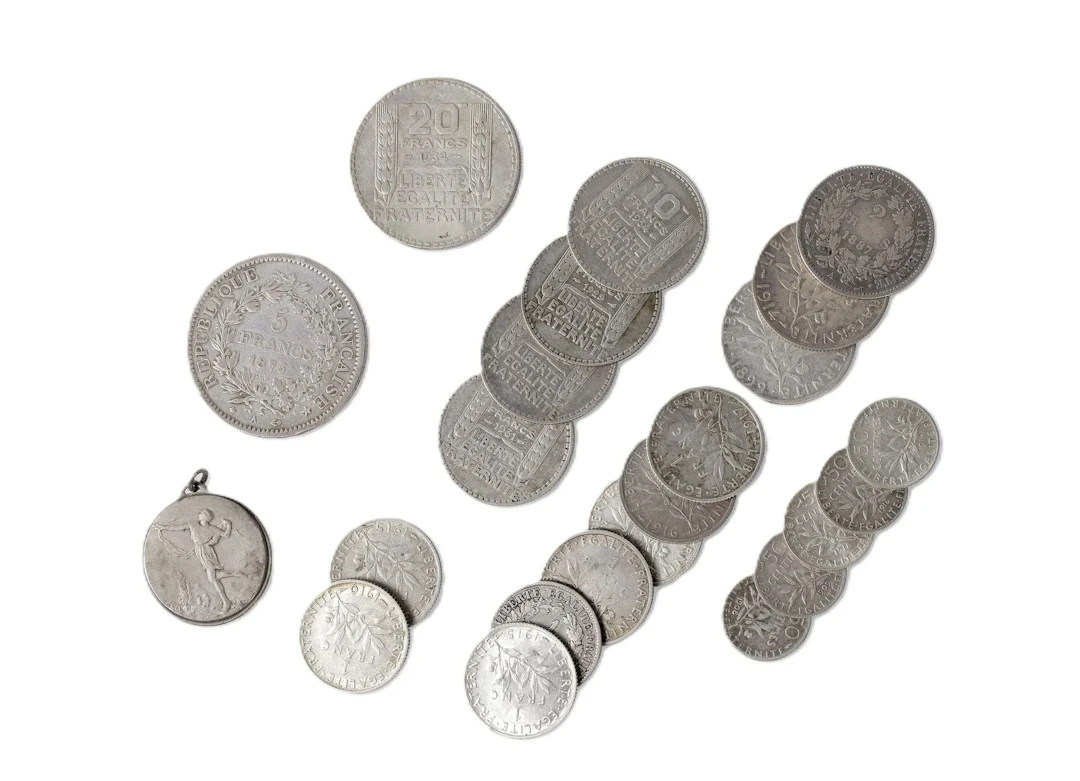 Ensemble de monnaies françaises en argent: - Lot 198