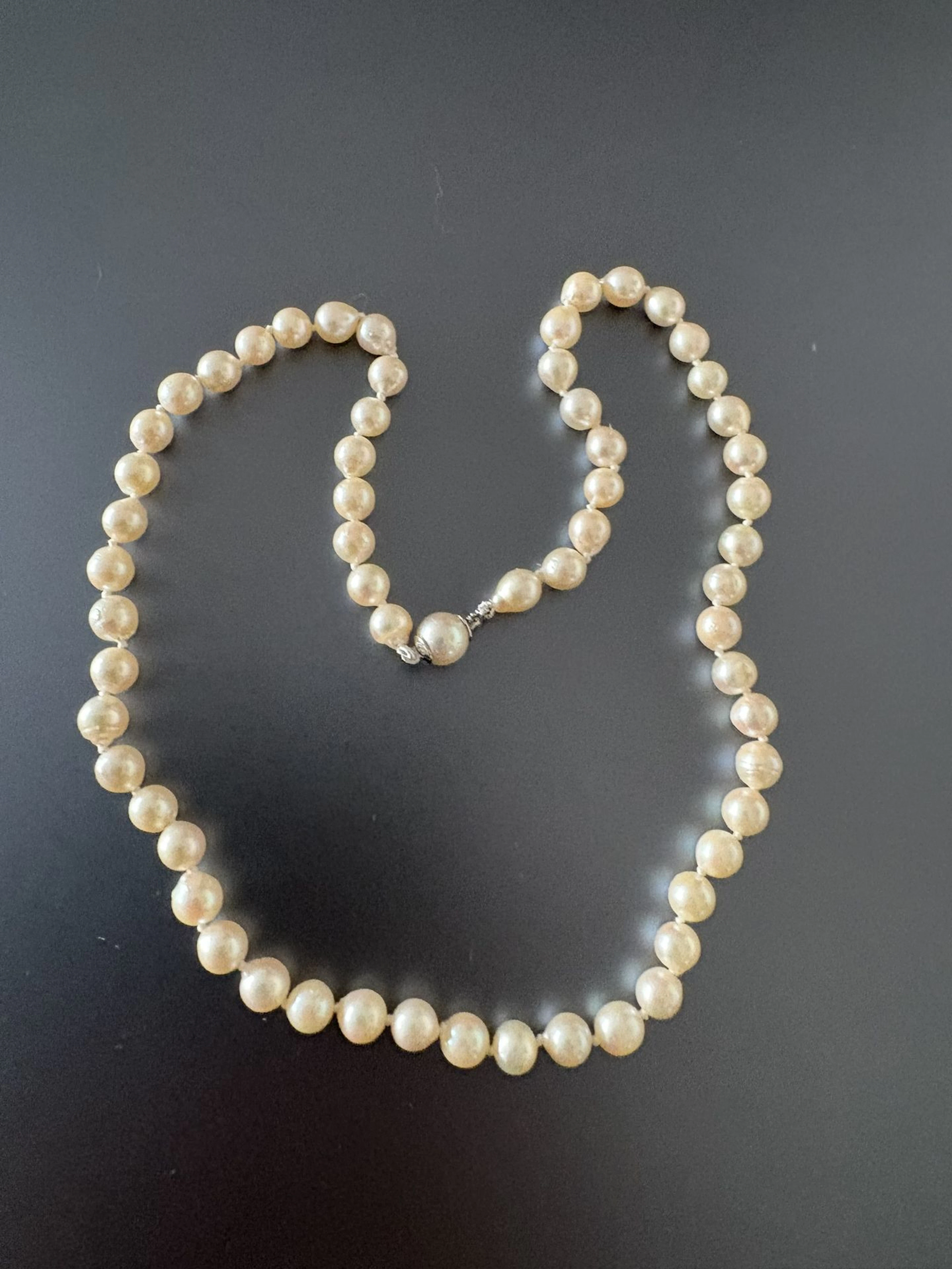 Collier en perles de culture Japon, fermoir mystère en argen - Lot 237