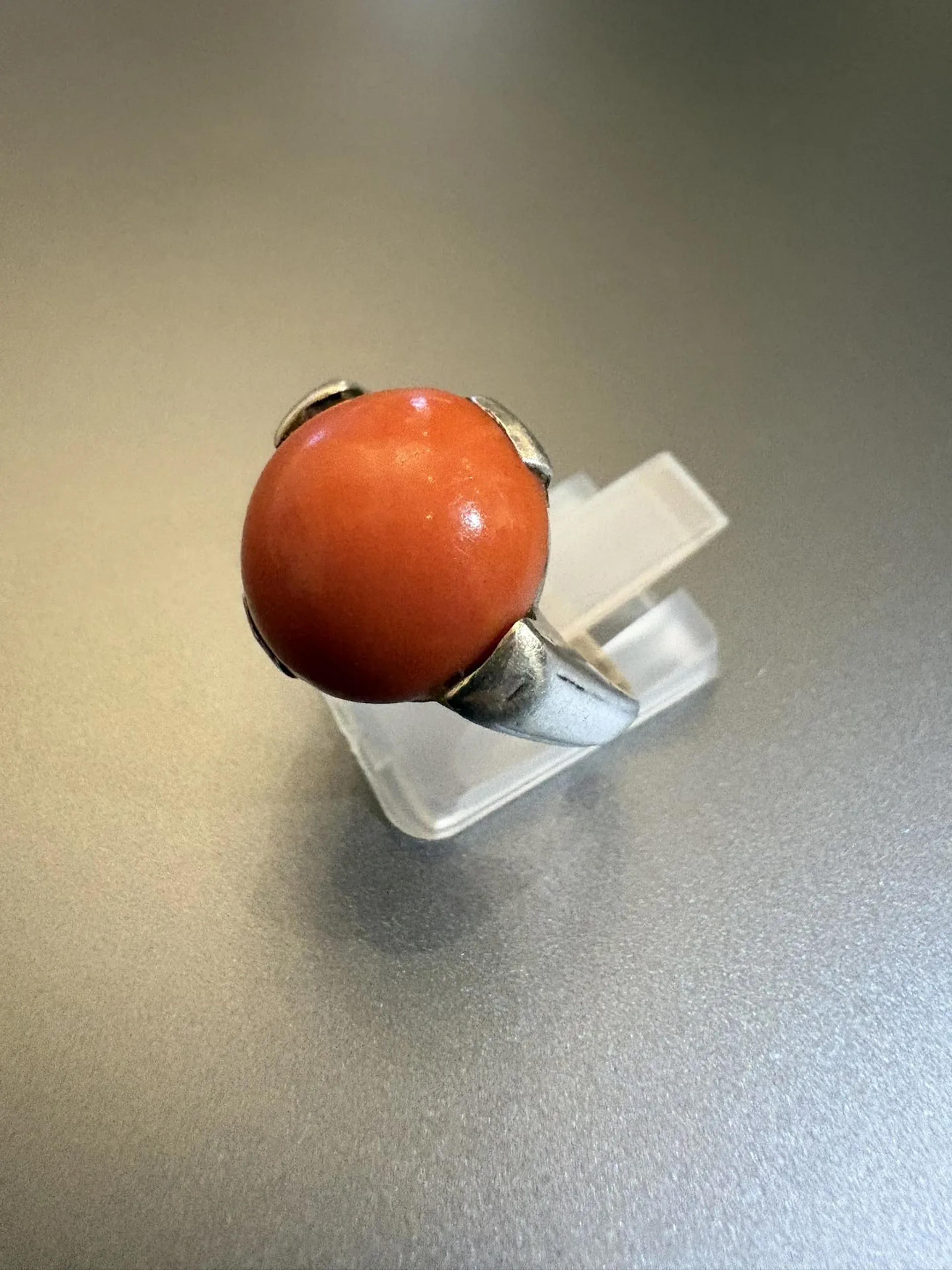 Bague ancienne en argent 800°/°° ( sanglier) et corail (1,4 - Lot 41