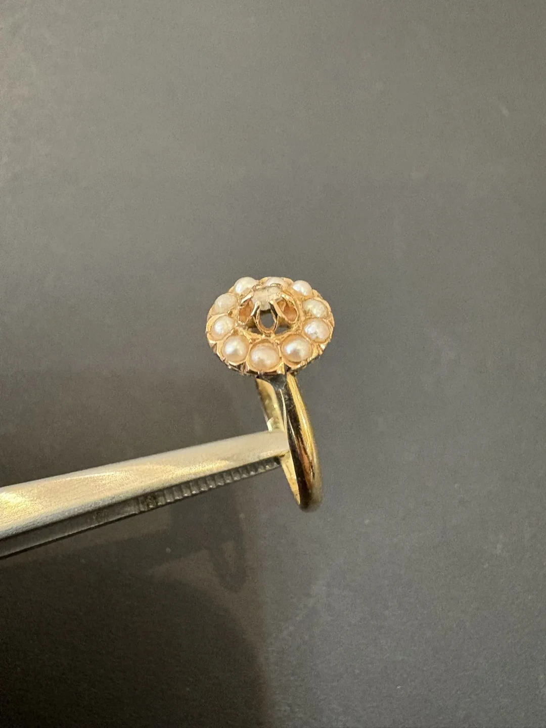 Bague en or jaune 750°/°°, perles supposées fines et diamant - Lot 1