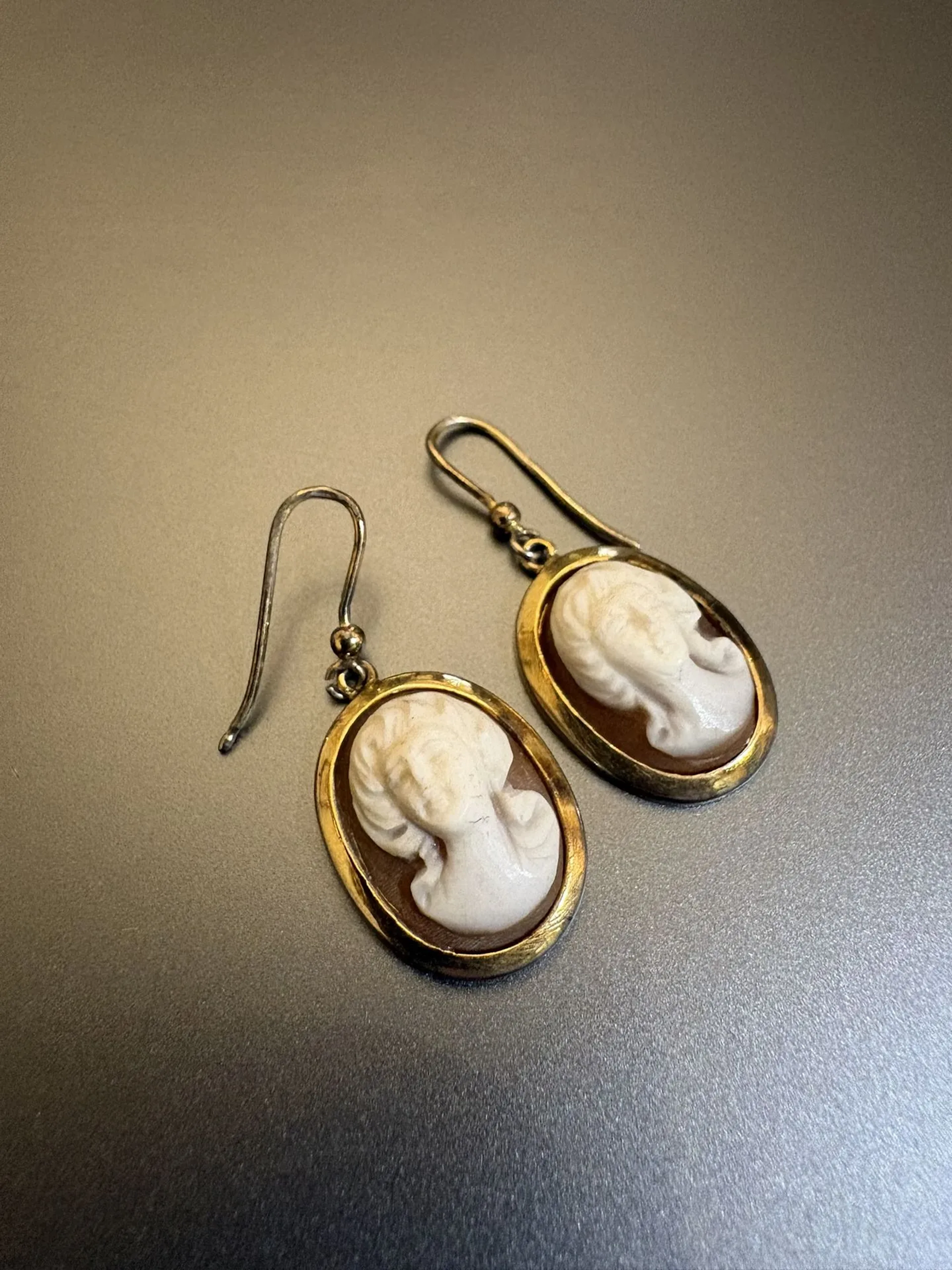 Paire de pendants d'oreilles en argent 800°/°° et camée agat - Lot 32