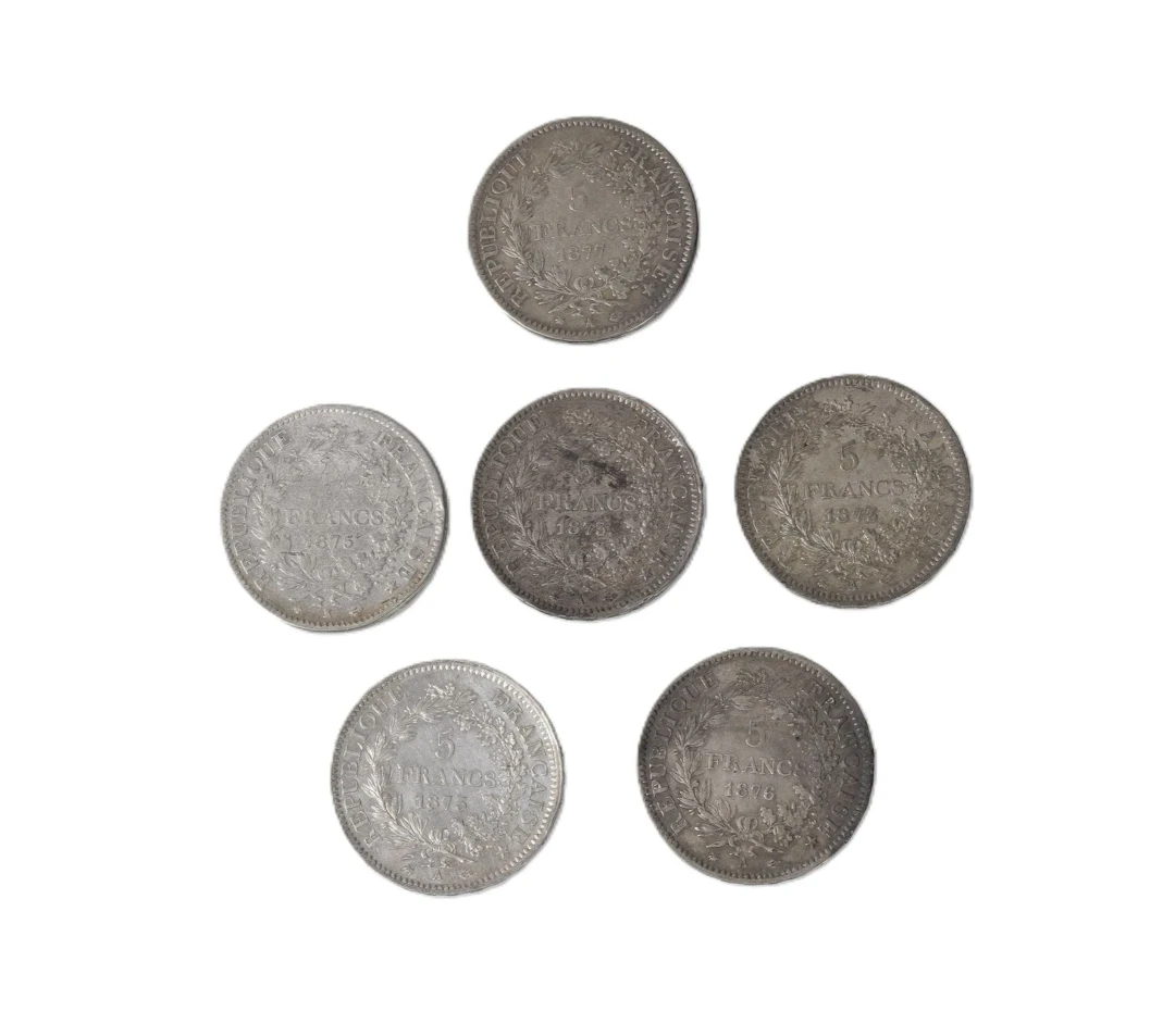 6 x 5 FRANCS type Hercule en argent. - Lot 187