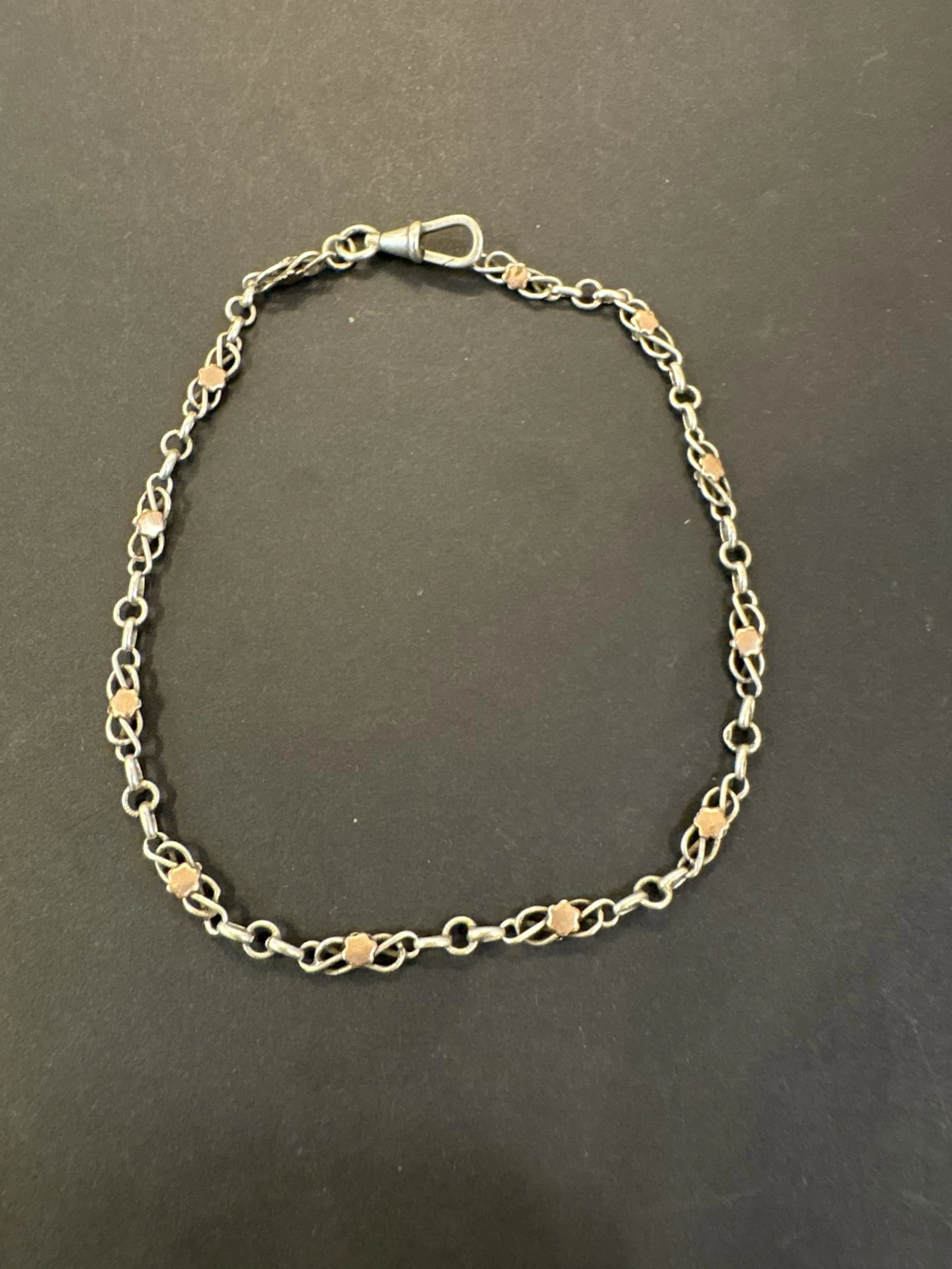Ancienne chaîne de montre en argent 800°/°° . Longueur : 25 - Lot 218