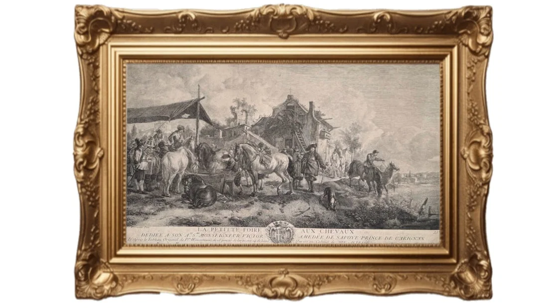 18th century copper plate engraving - The Little Horse Fair