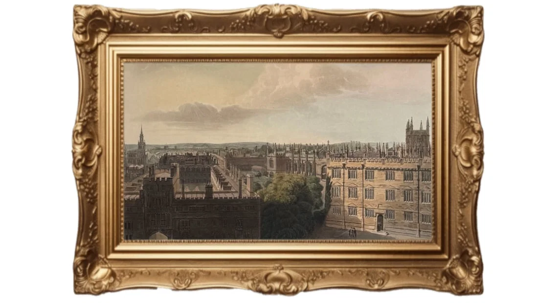 Hand-coloured aquatint engraving - Brazen-Nose College - OXFORD