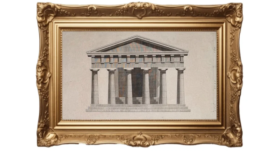 Architectural engraving - Elevation of the Hexastyle Peripteral Temple
