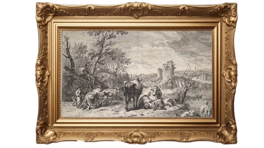 17th Century Copperplate - Pastoral Scene