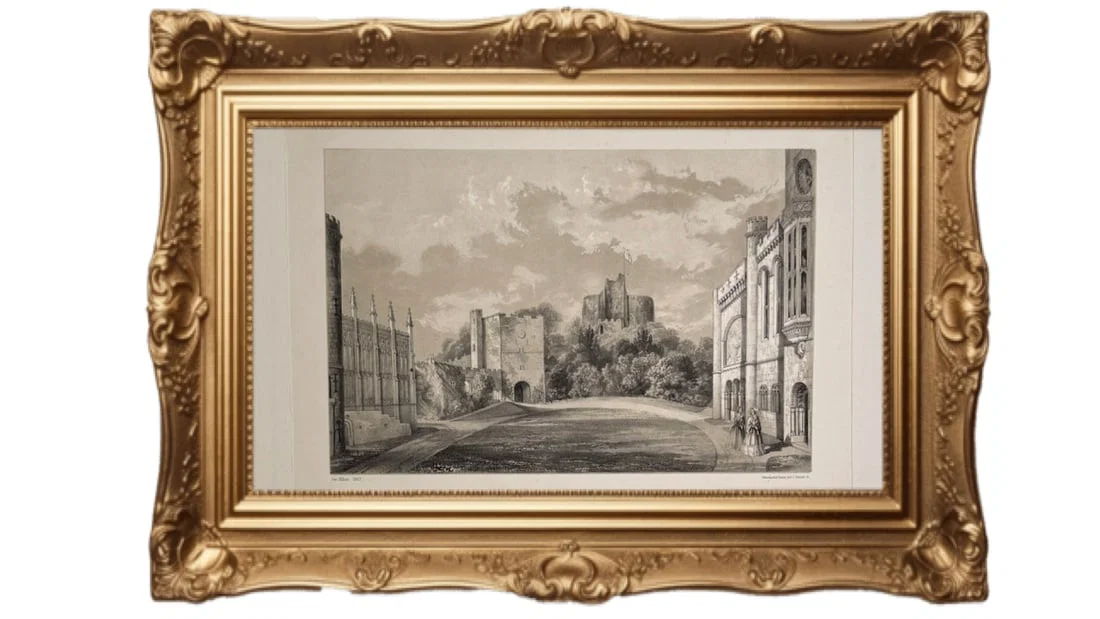 1849 Antique engraving - Arundel Castle, Sussex