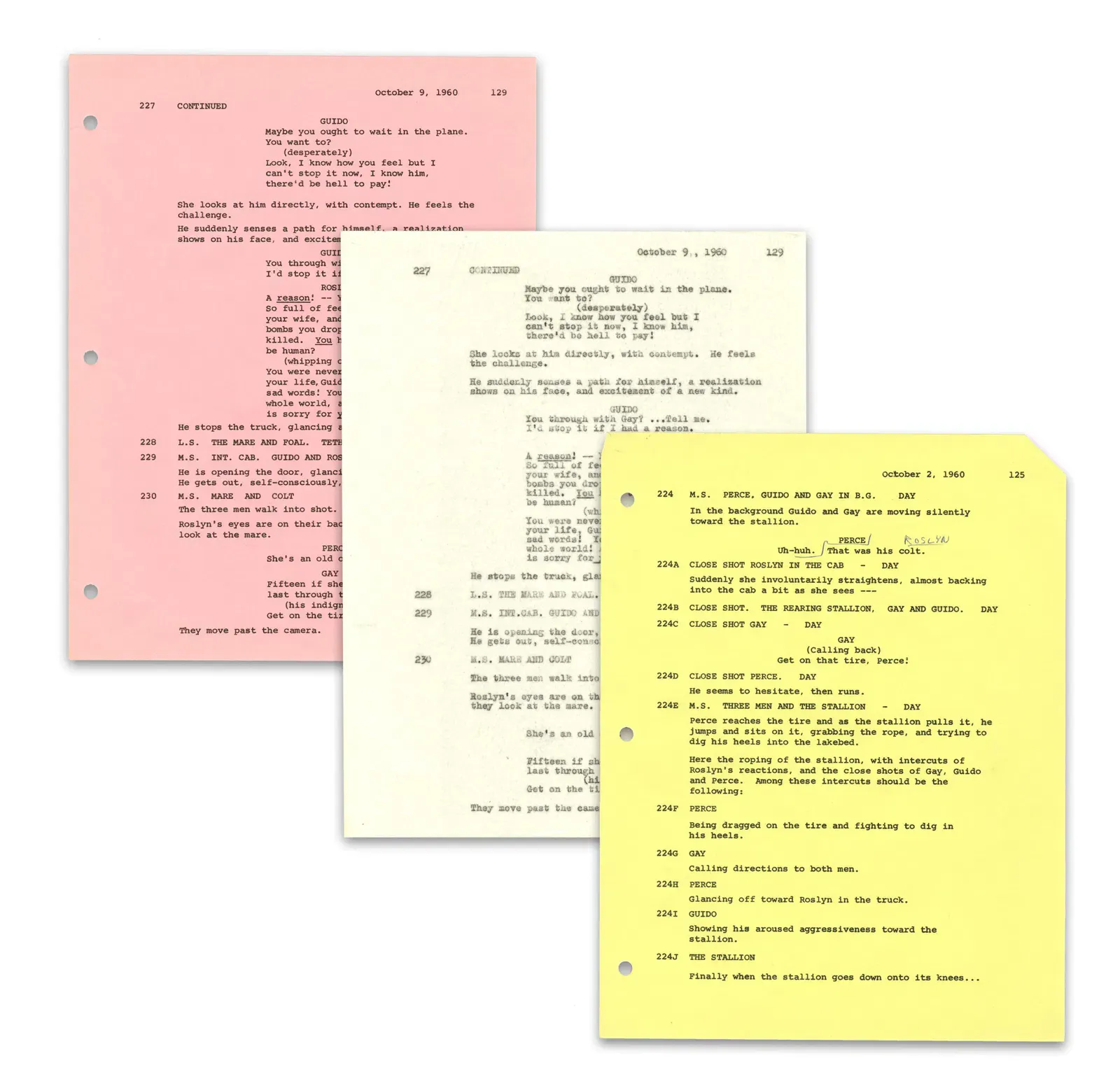 Marilyn Monroe's Personally Owned Revision Script Pages for "The ...