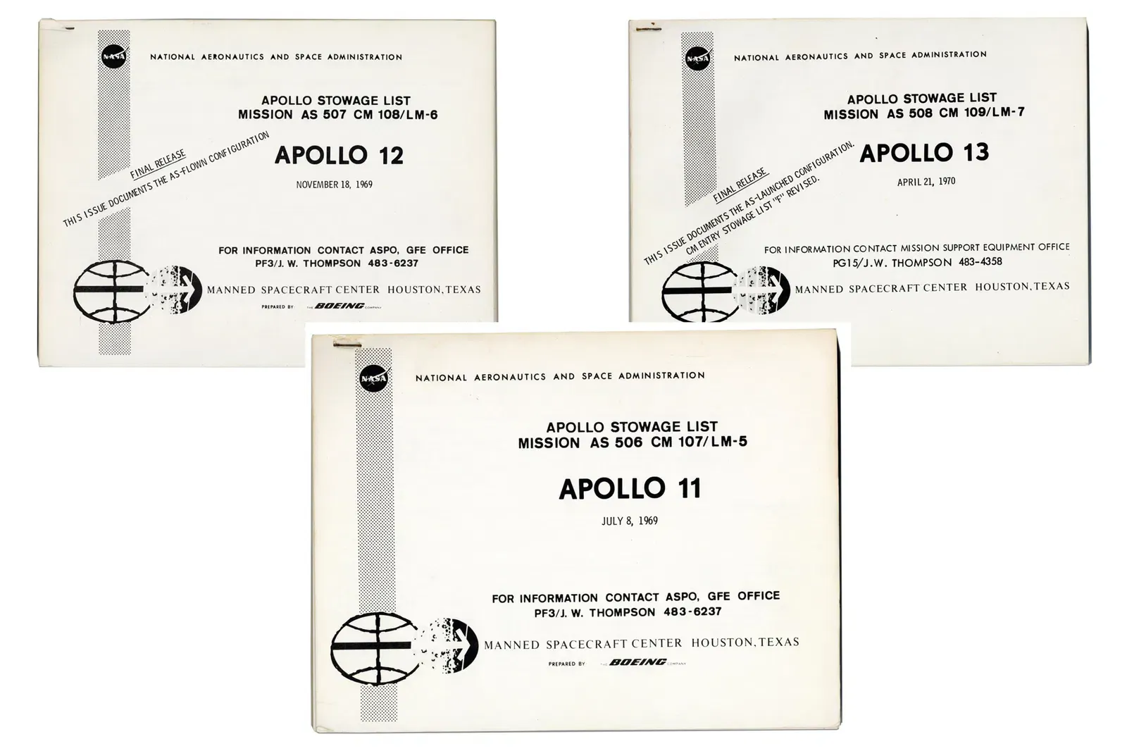 Seldom Seen Stowage Lists for Apollo 11, 12 and 13 Missions, NASA ...