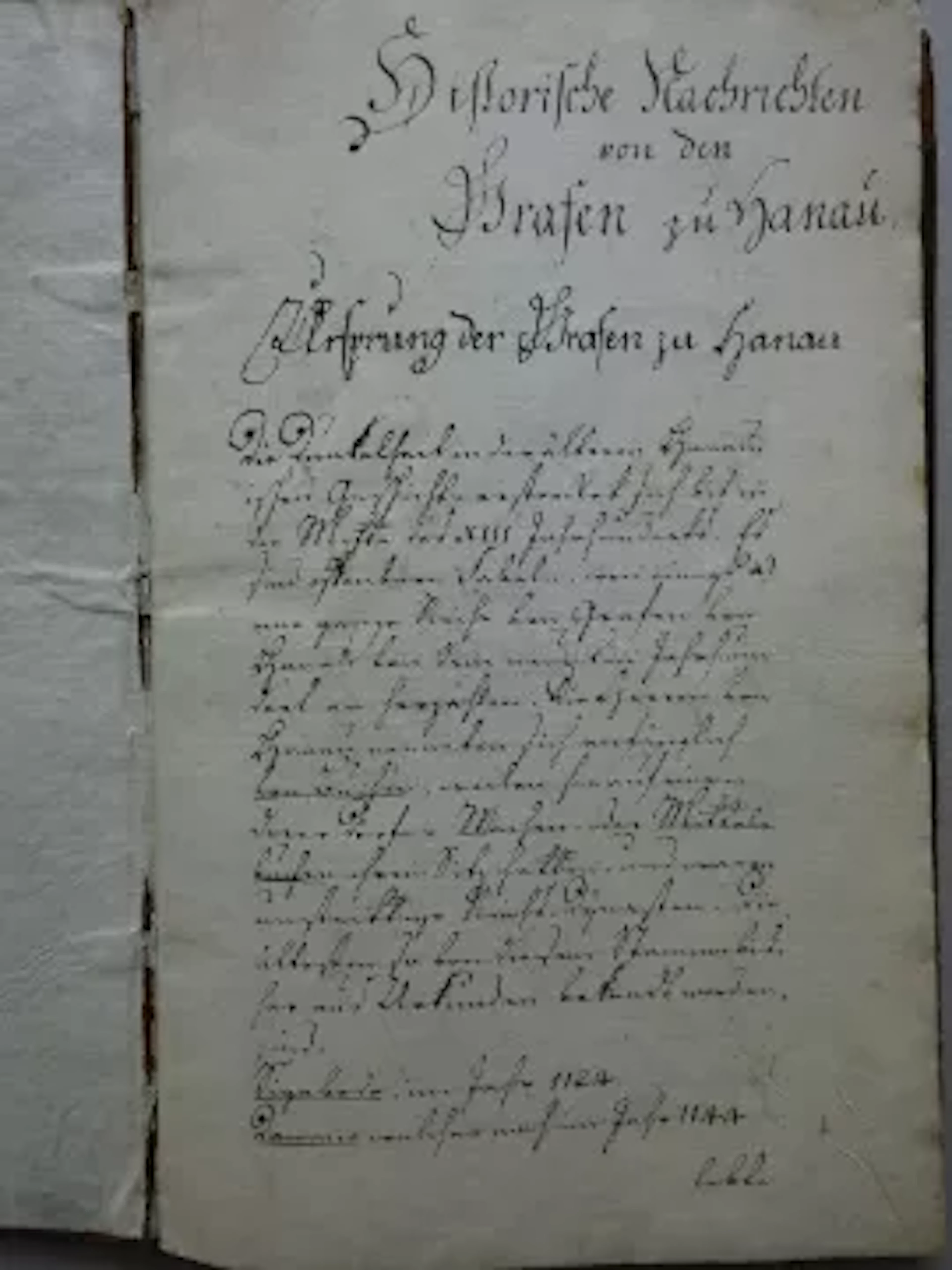 Historische Nachrichten Grafen Hanau