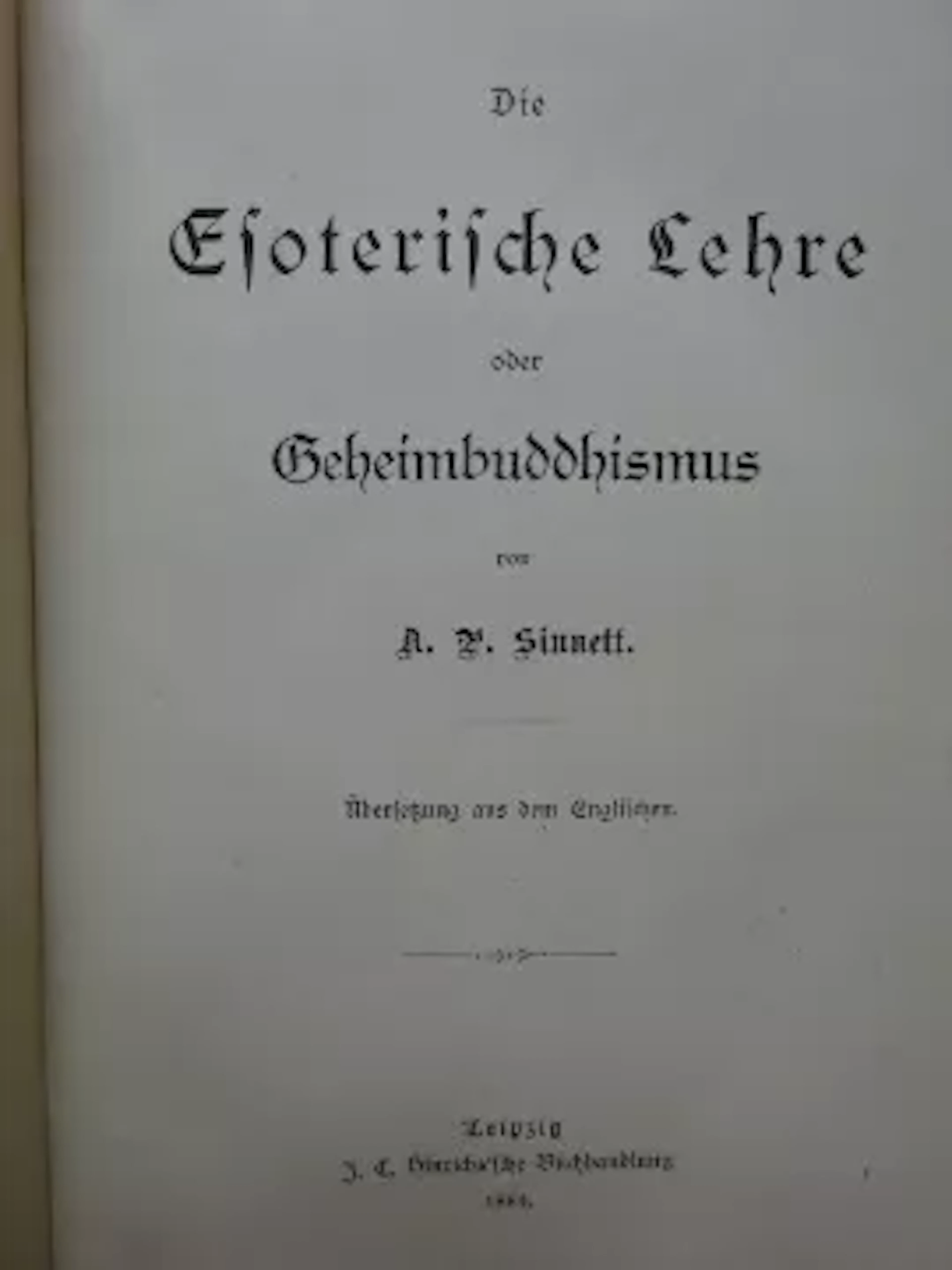 Sinnett - Esoterische Lehre
