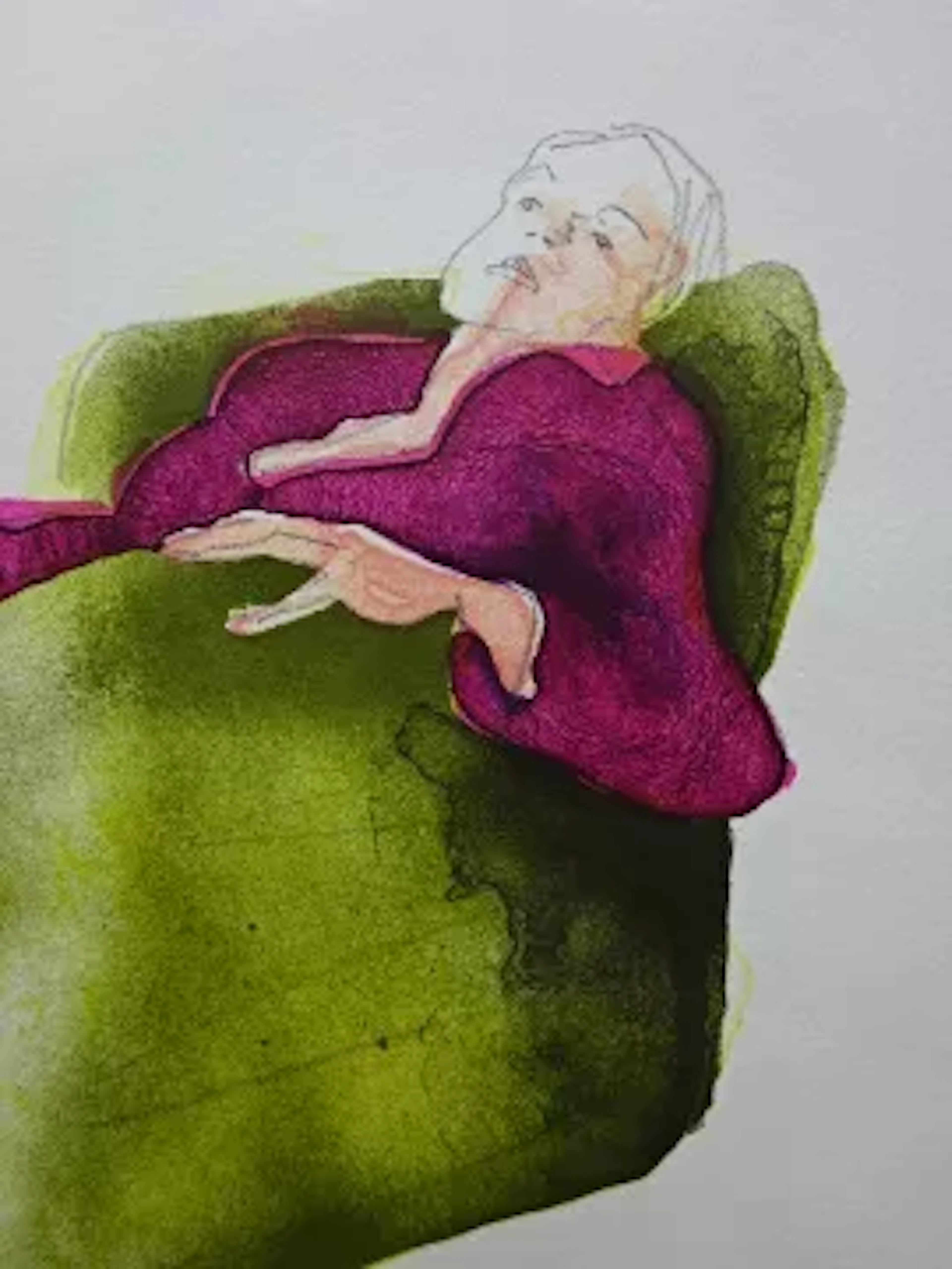Völker - Frau im Sofa, 4 Lithos