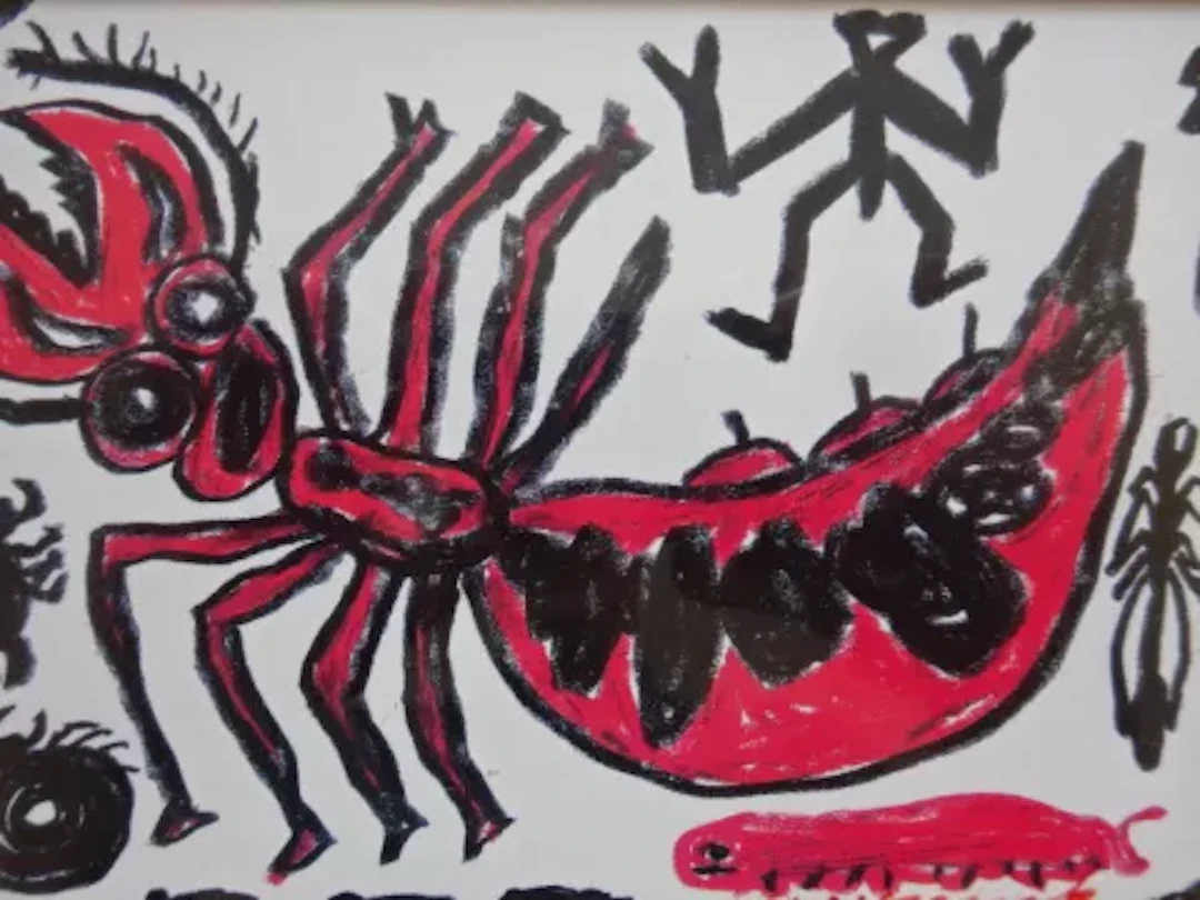 Penck - 2 sign. Offsetkarten, gerahmt