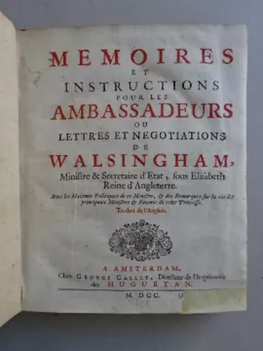Walsingham - Memoires et instructions