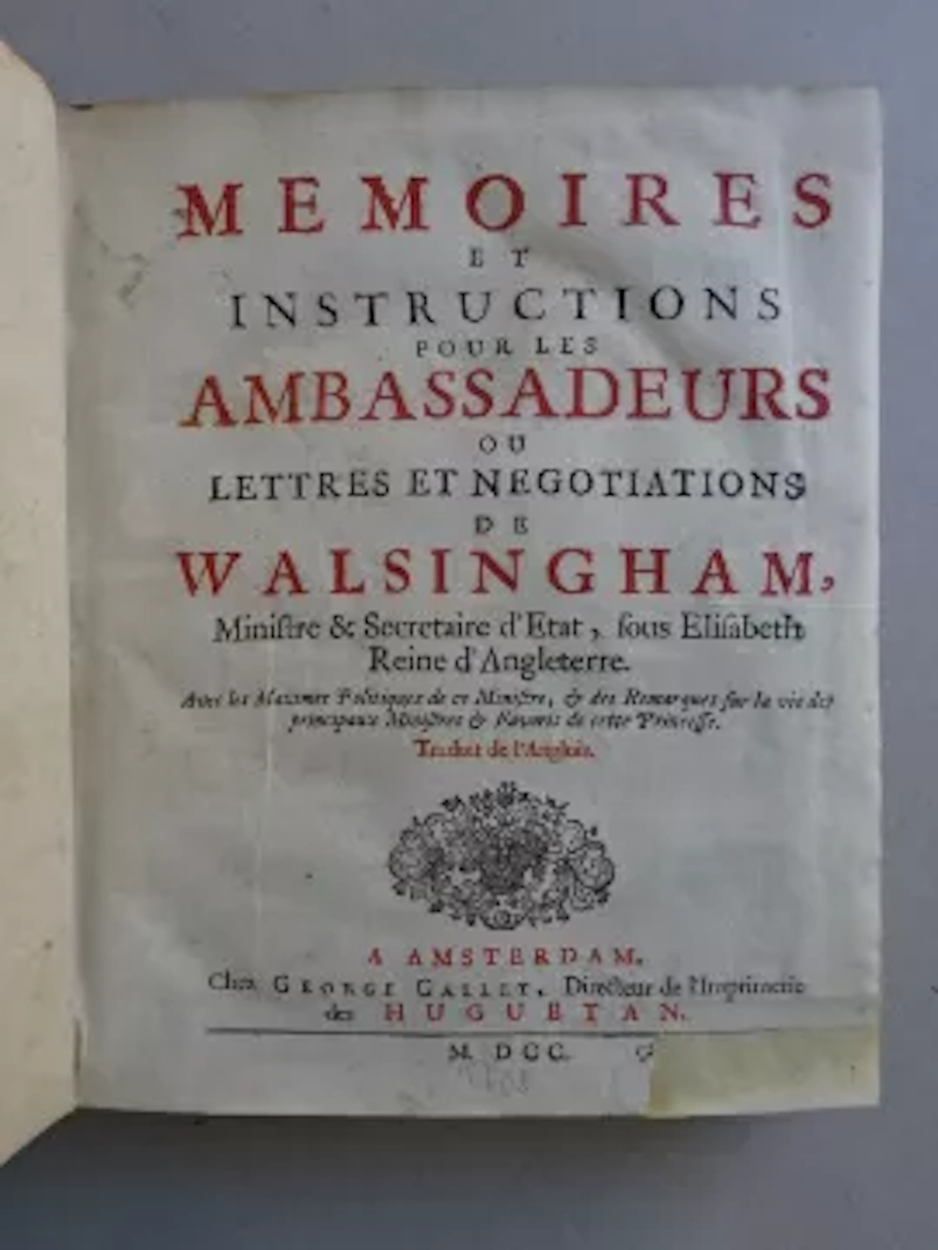 Walsingham - Memoires et instructions