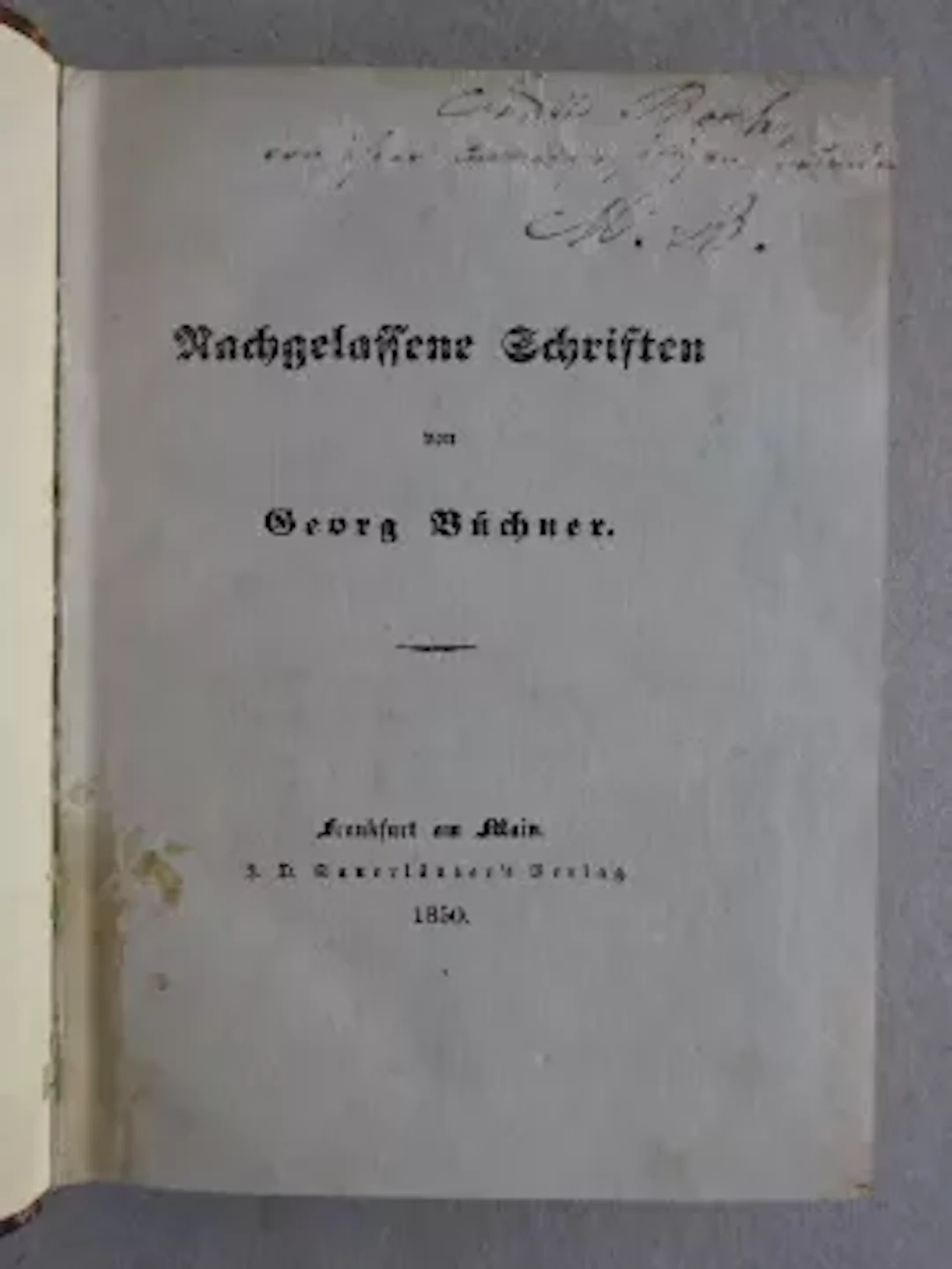 Büchner - Nachgelassene Schriften