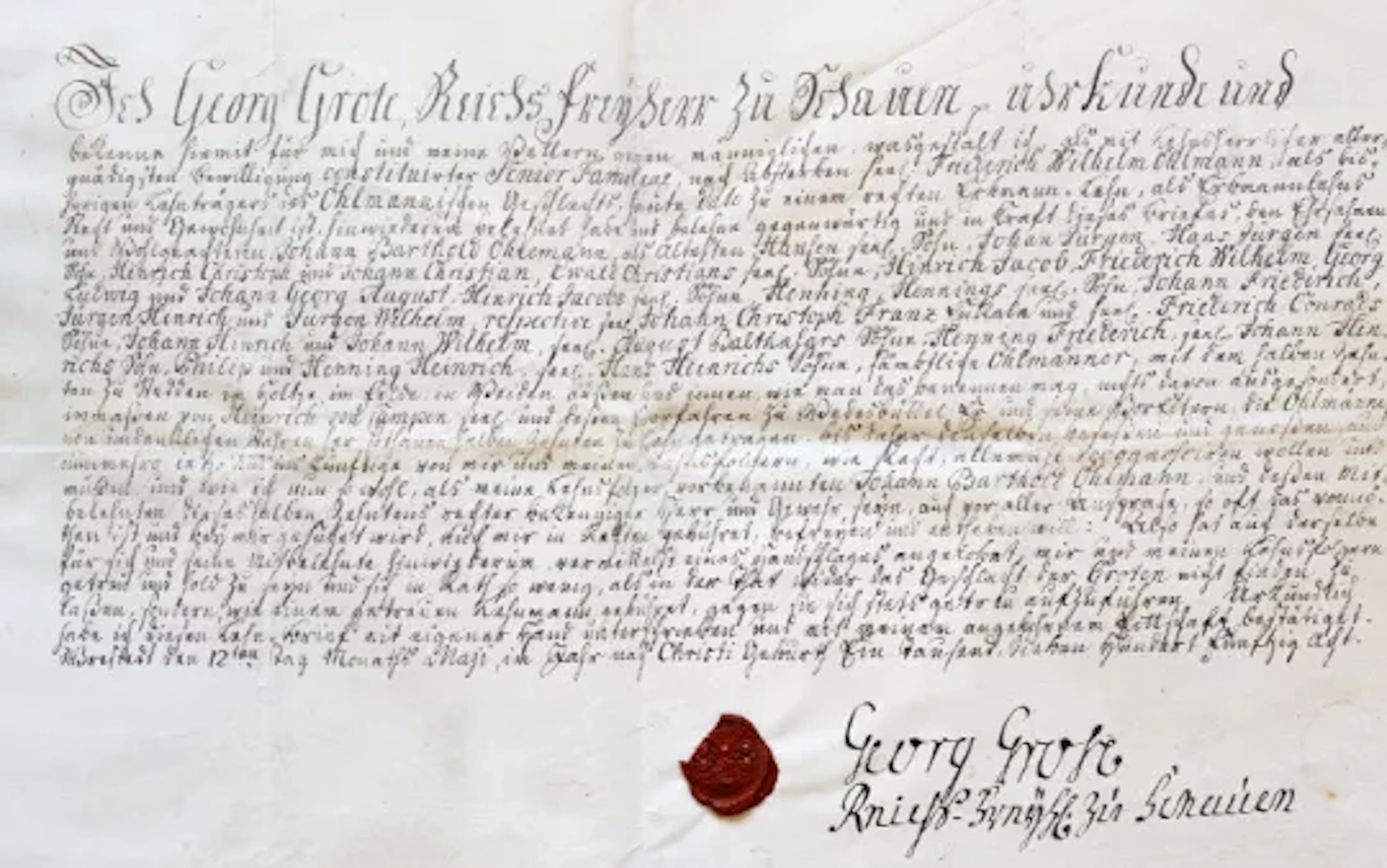 Grote - Erblehnsurkunde 1758