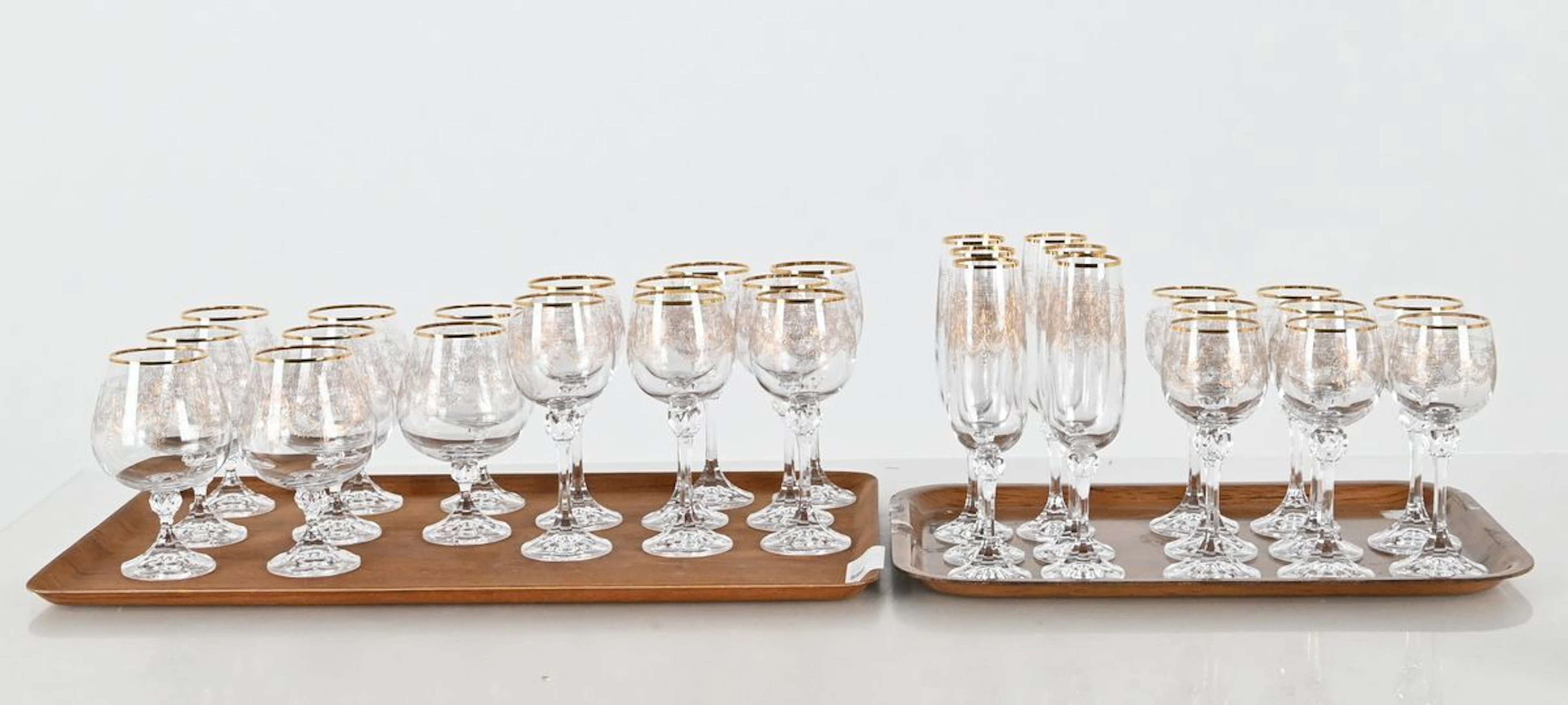 Glasservis med gulddekor, 30 delar
