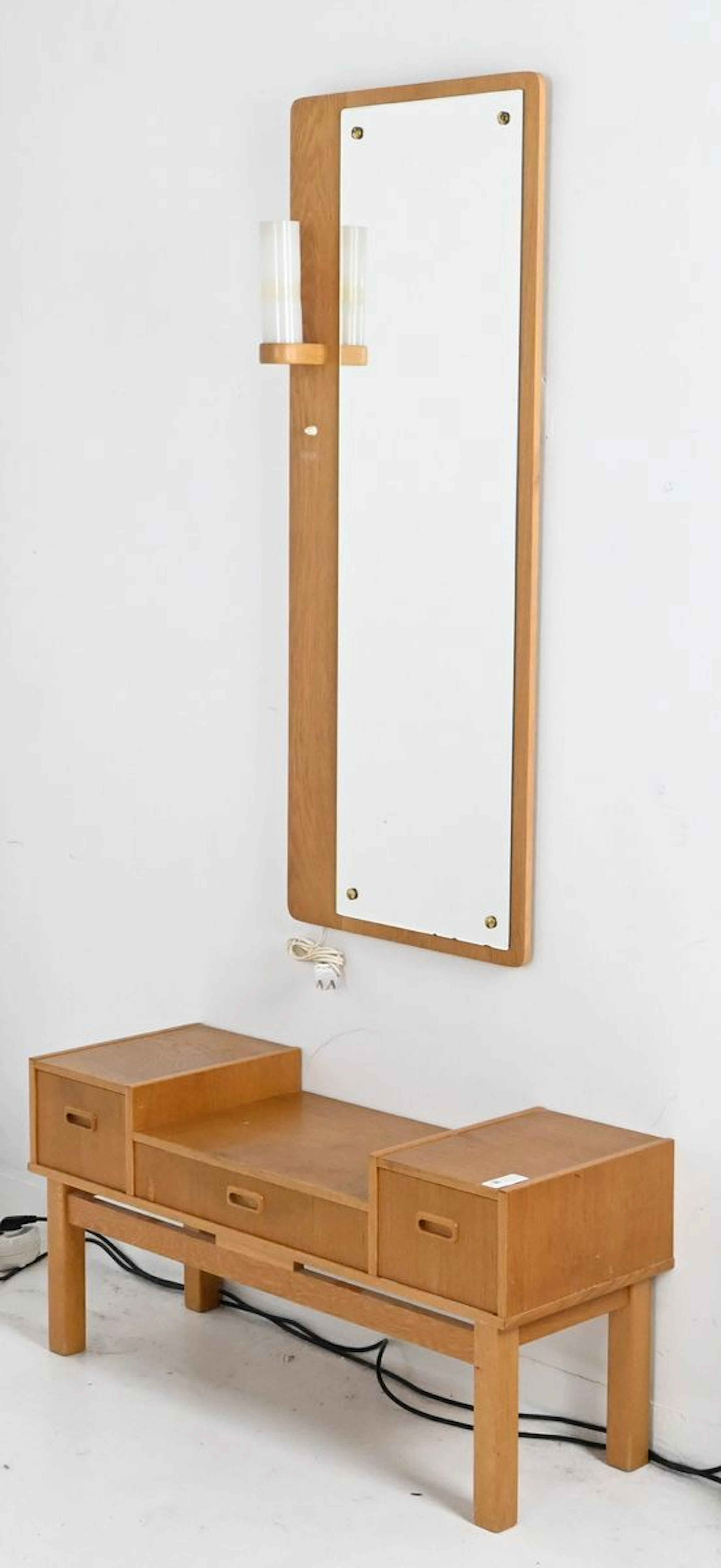 Hallmöbel med spegel, teak och ek, 1960-tal