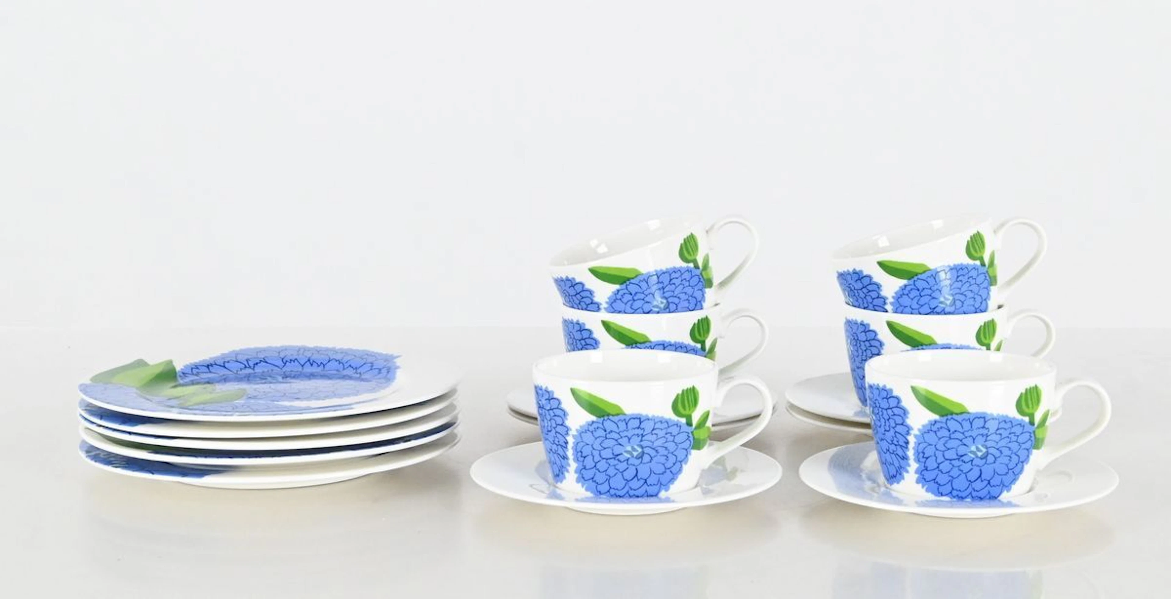 Kaffekoppar med fat samt assietter "Primavera", 6 st, iittala Marimekko
