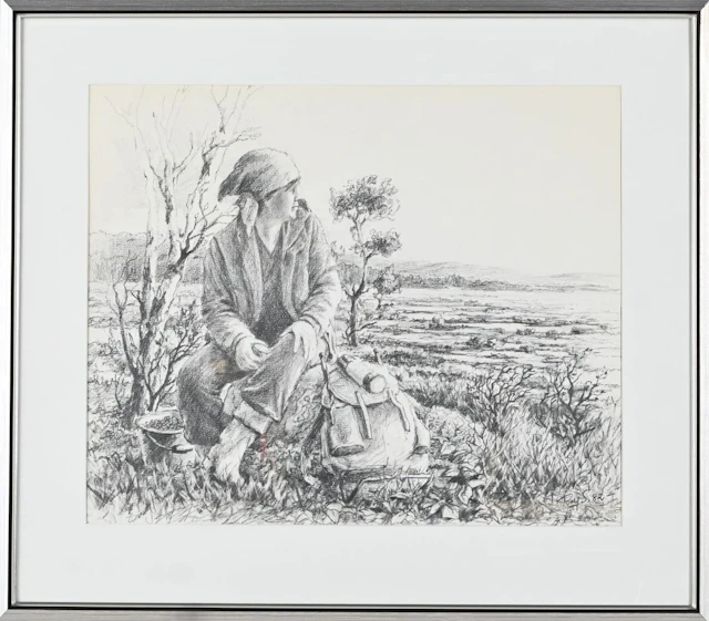 Kolteckning, Signerad Ray S, 1982