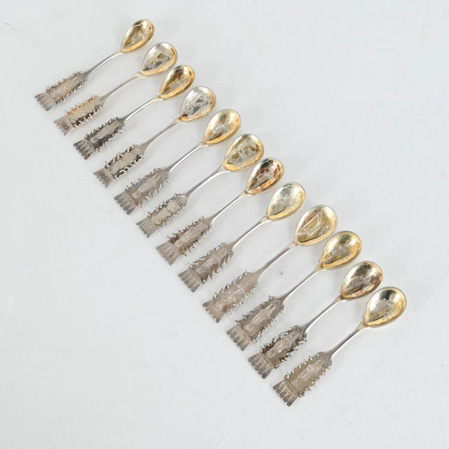 Kaffeskedar, 12 st, Samisk stil, Silver