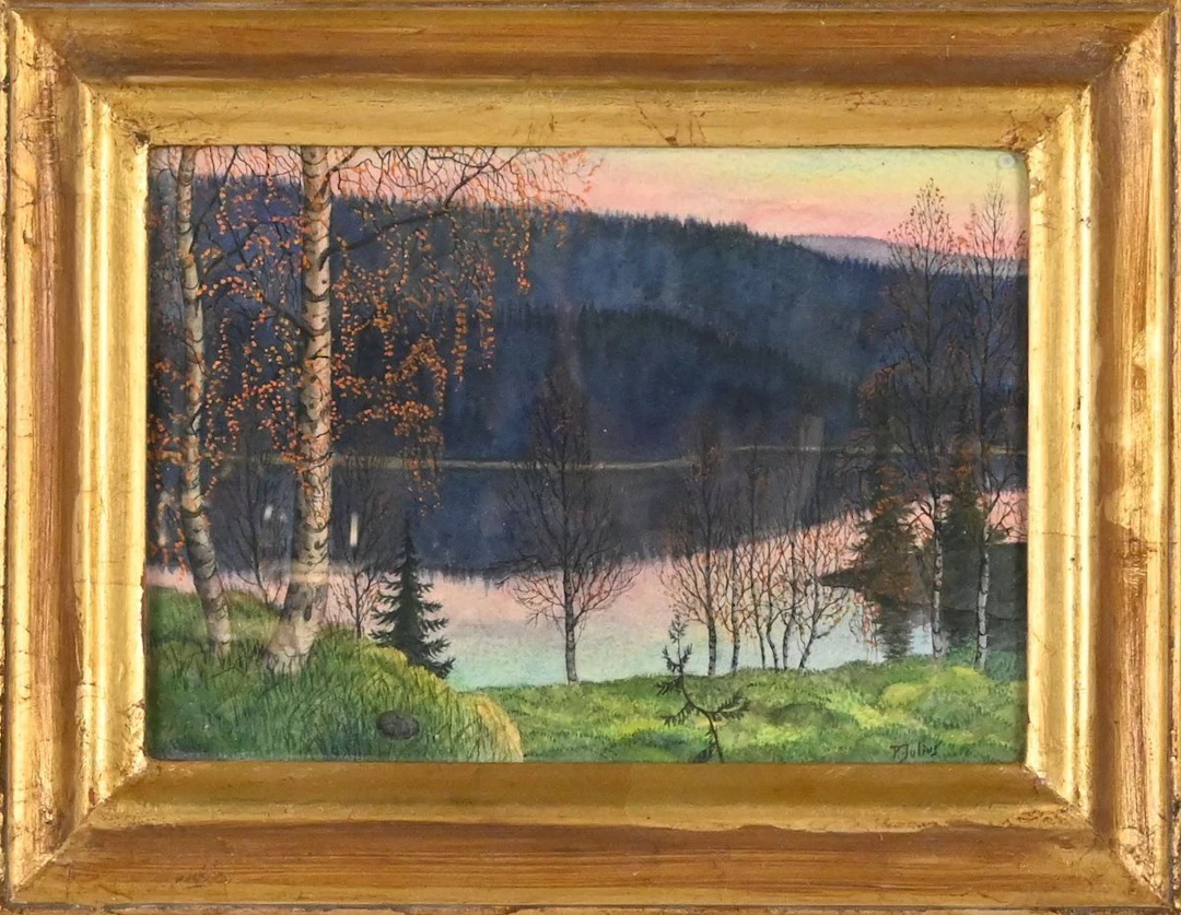 Per Julius, akvarell "Höstafton, Gideå"