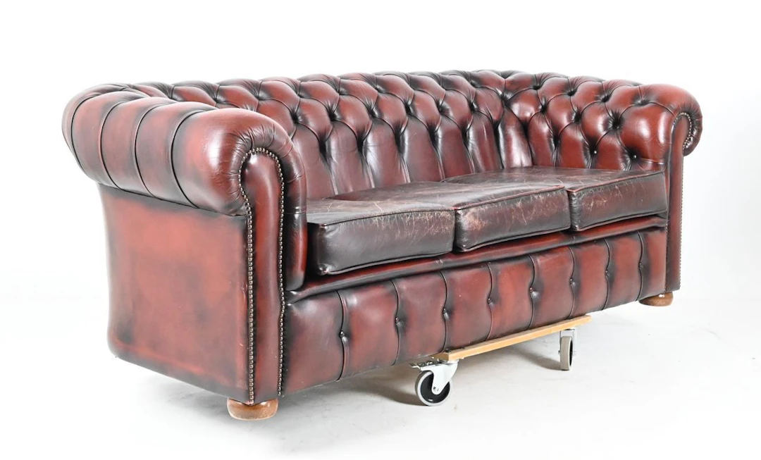 Soffa, skinn, Chesterfield