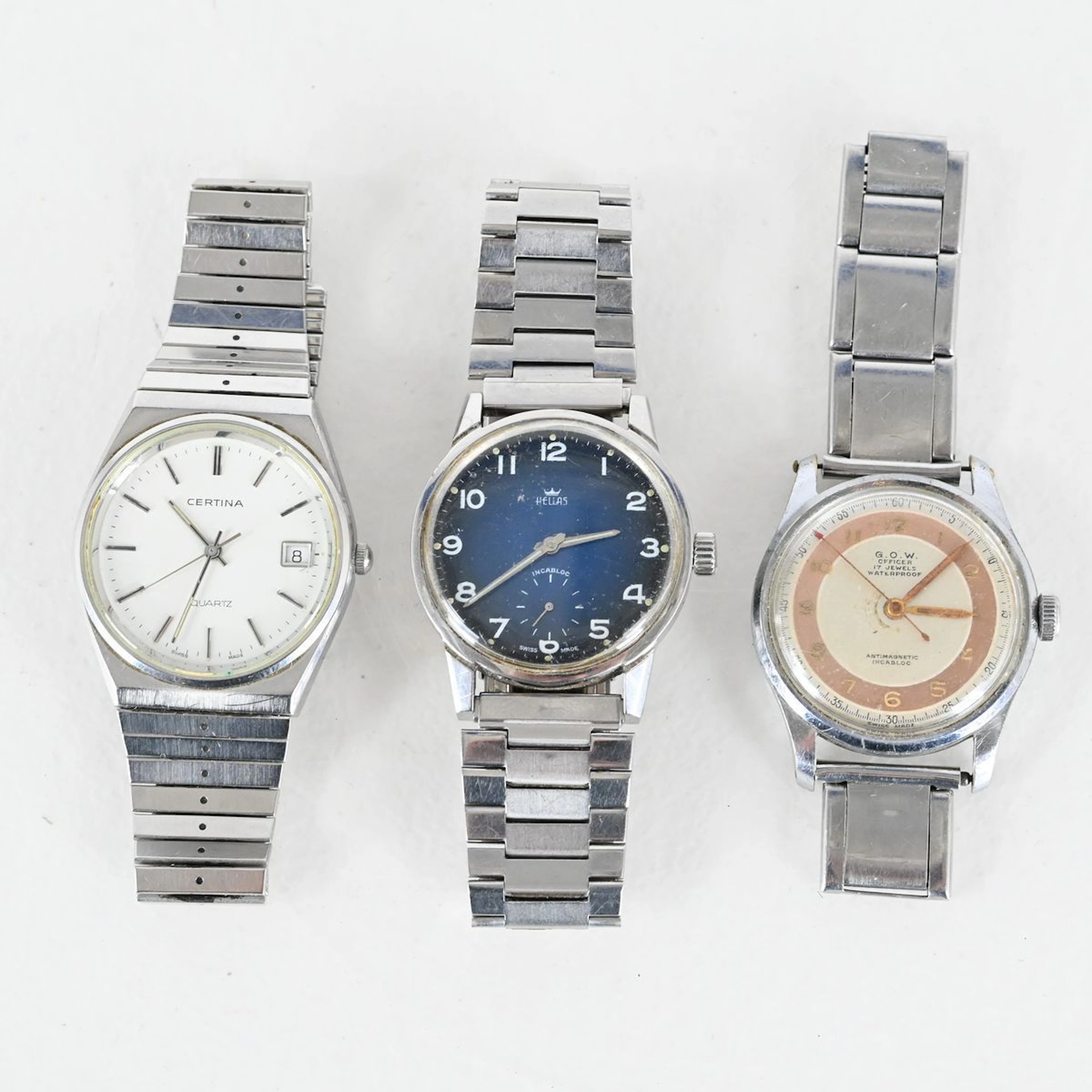 Armbandsur, 3 st, Certina, Hellas, G.o.w. officer