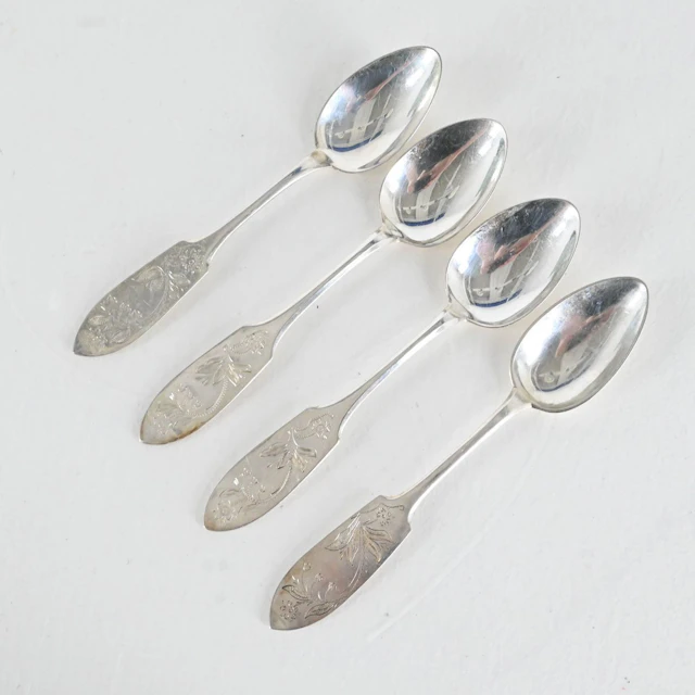 Bordsskedar, 4 st, Tornedal / Finnmyrten, silver