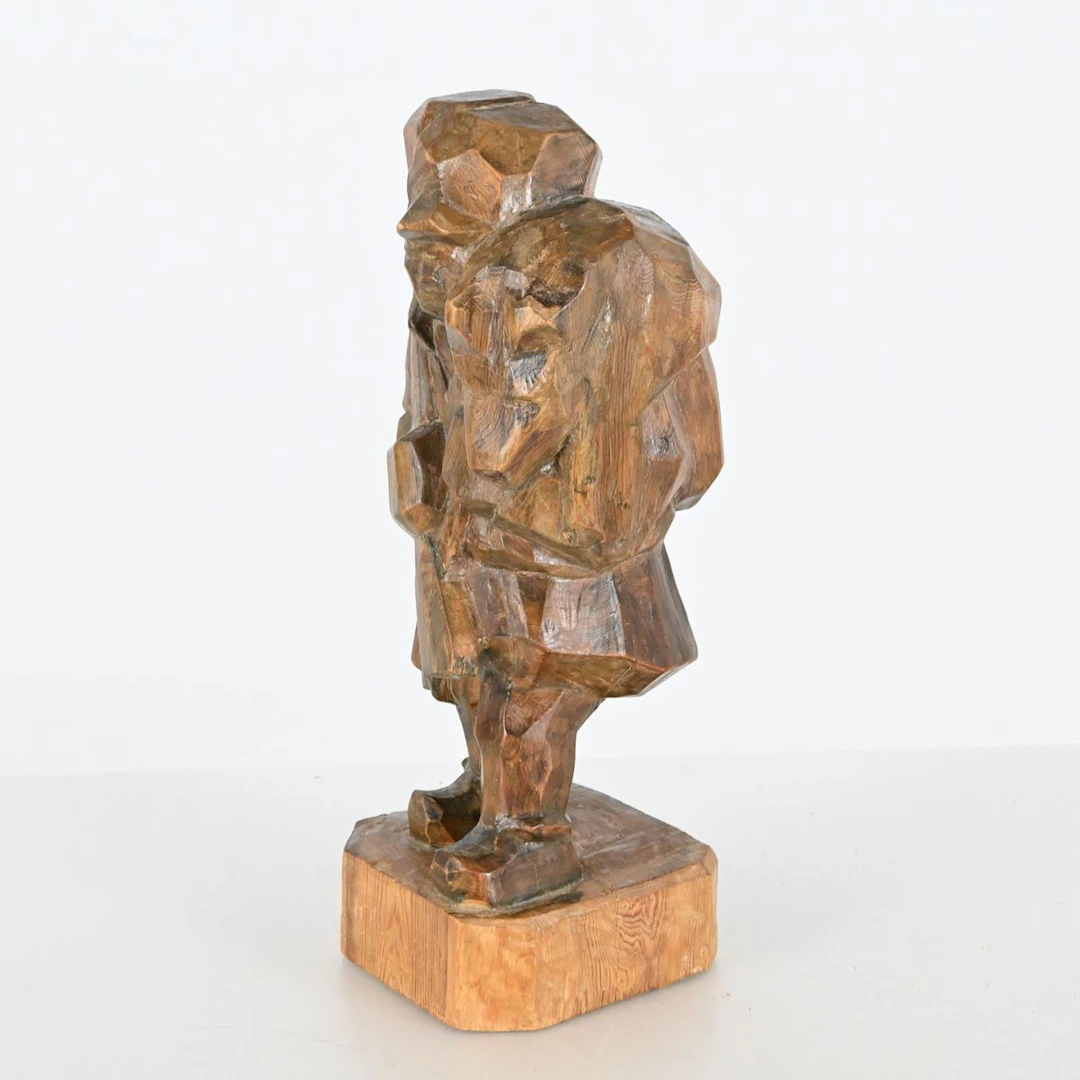Hjalmar Rönnbäck, träskulptur "Björnjägare", samegubbe, 1955