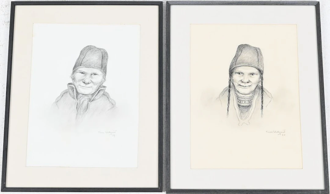 Einar Wallquist, 2 teckningar, porträtt