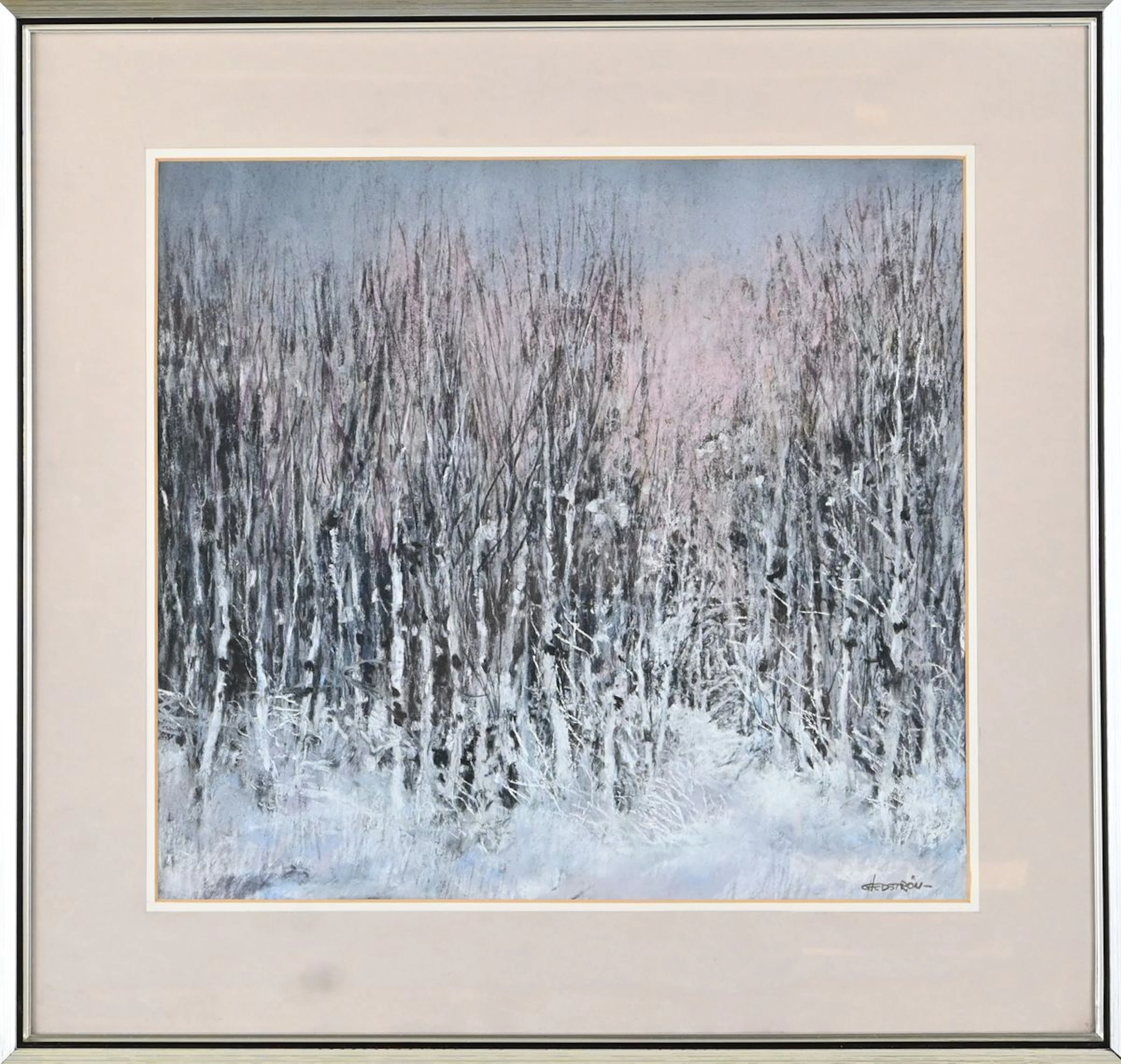 Gösta Hedström, Oljepastell "Vintermotiv från Seitevare" 1983