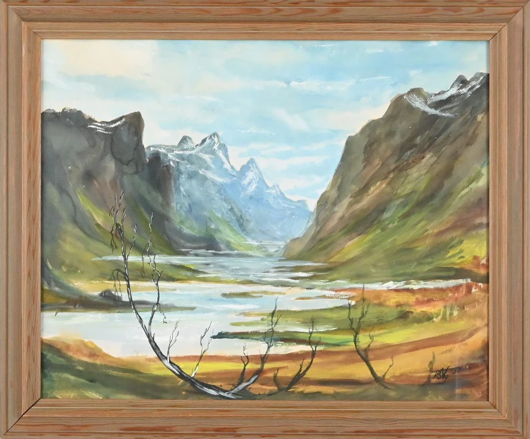 Akvarell, fjällandskap, signerad TBN, 1930-tal