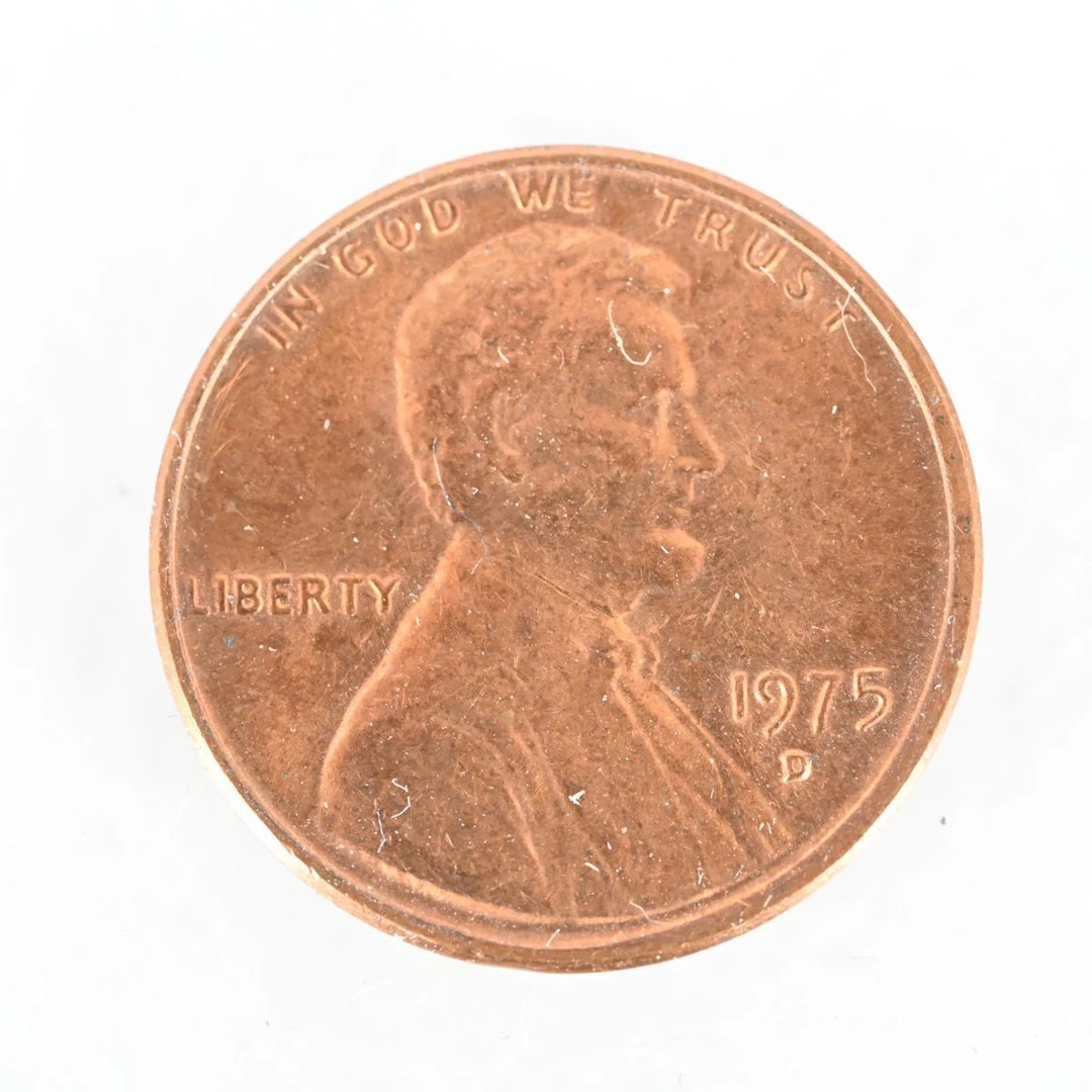 Mynt, 1 cent USA, 1975, Dubbel D, MS-RD Mint statered