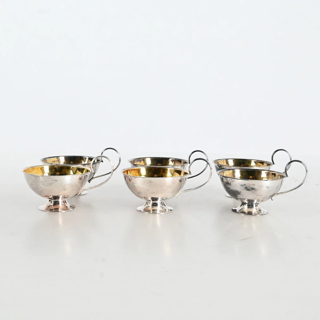 6 punschbägare, silver