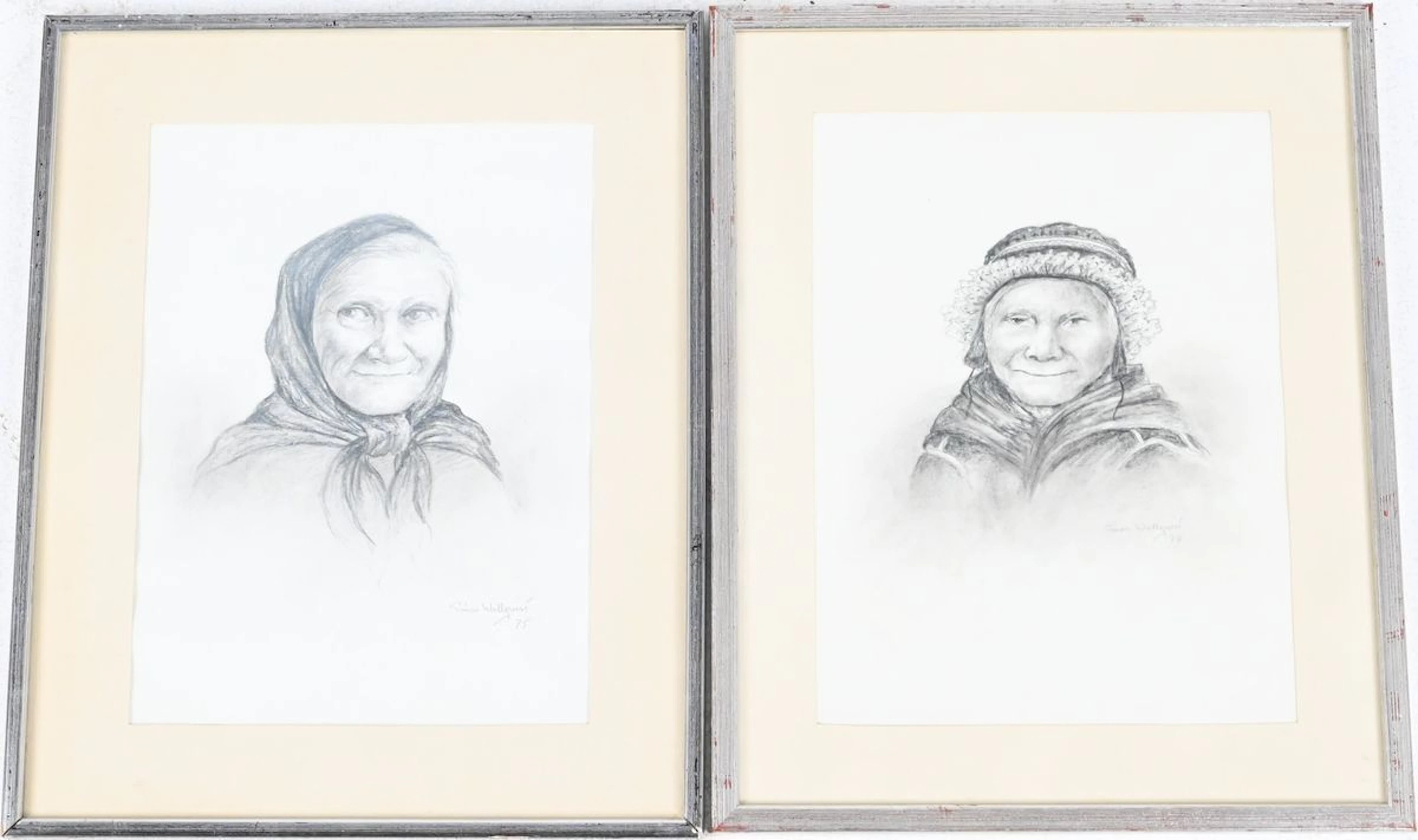 Einar Wallquist, 2 teckningar, porträtt