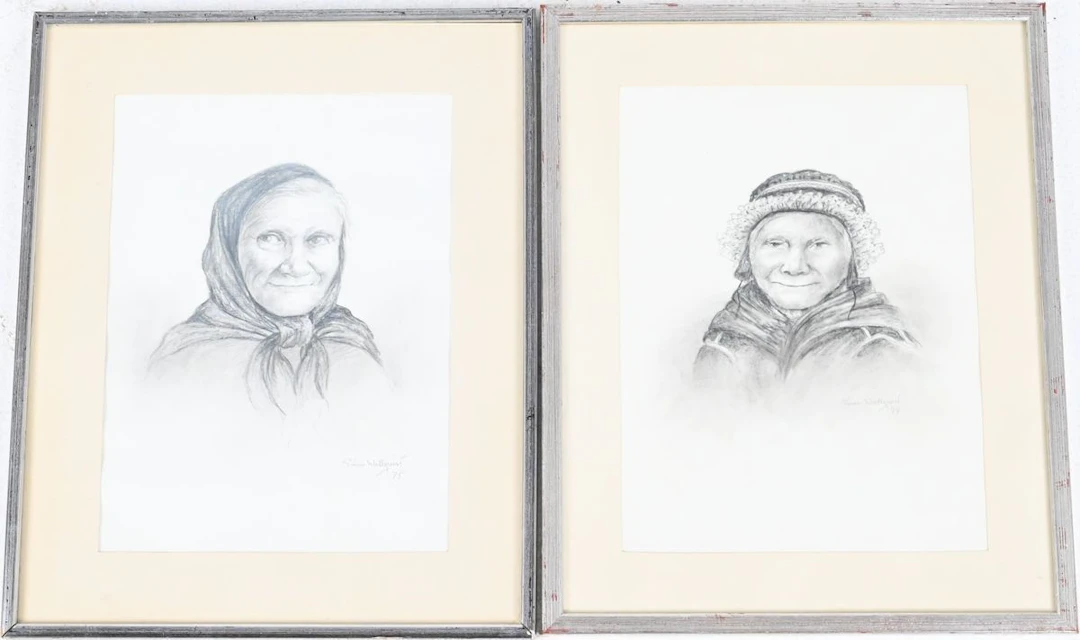 Einar Wallquist, 2 teckningar, porträtt